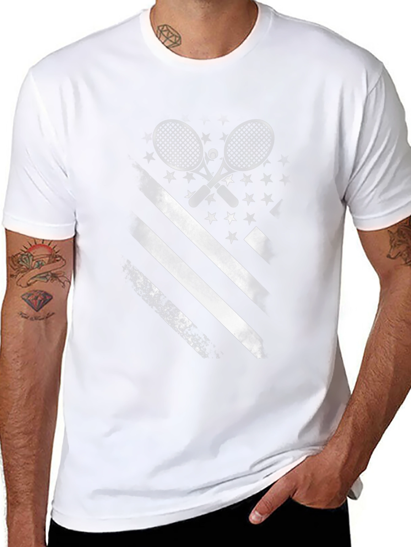 Tennis American Flag Graphic T-Shirt
