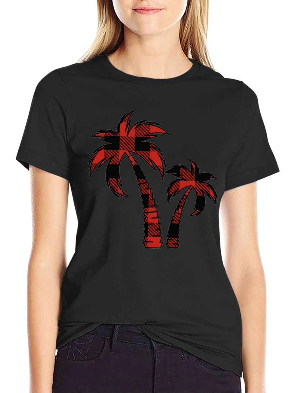 Buffalo Plaid Palm Tree Graphic T-Shirt