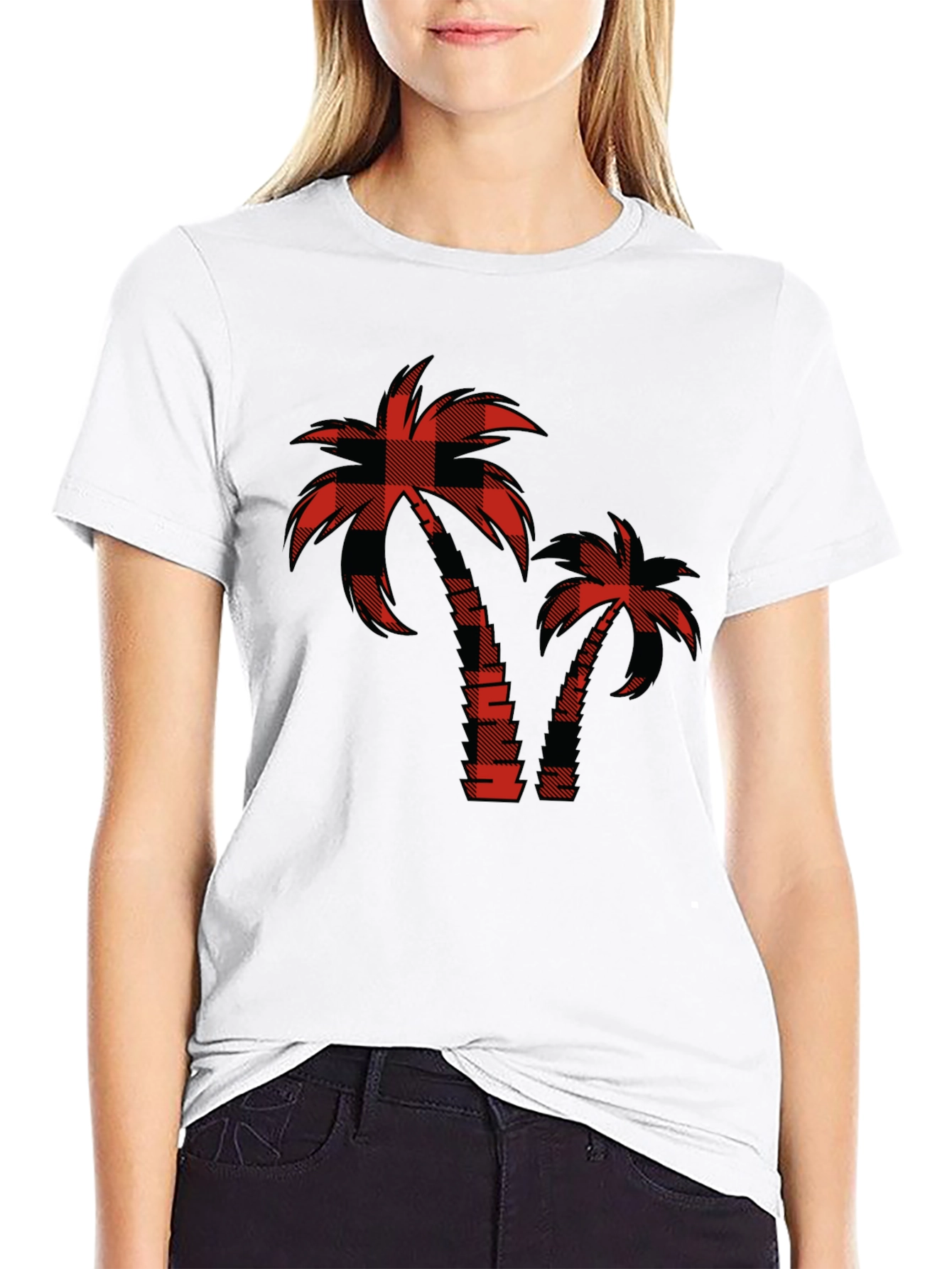 Buffalo Plaid Palm Tree Graphic T-Shirt