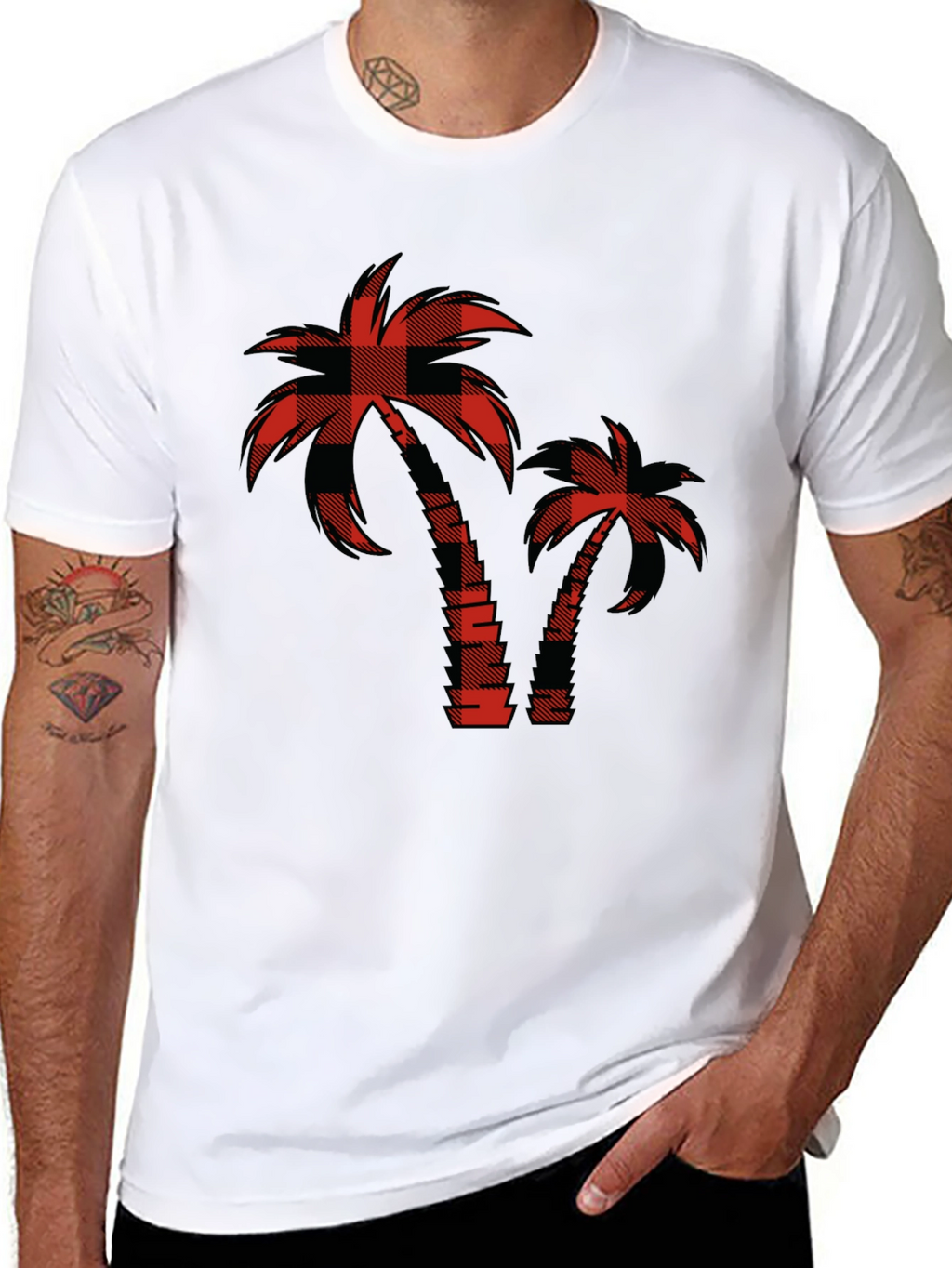 Buffalo Plaid Palm Tree Graphic T-Shirt