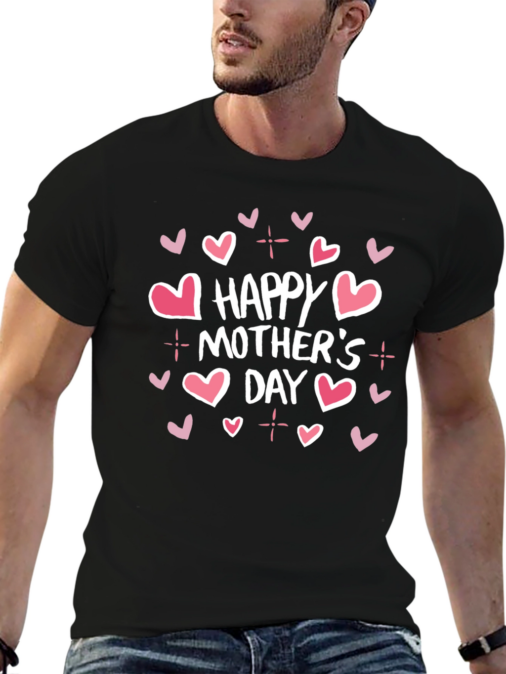 Happy Mothers Day Graphic Tee - Black