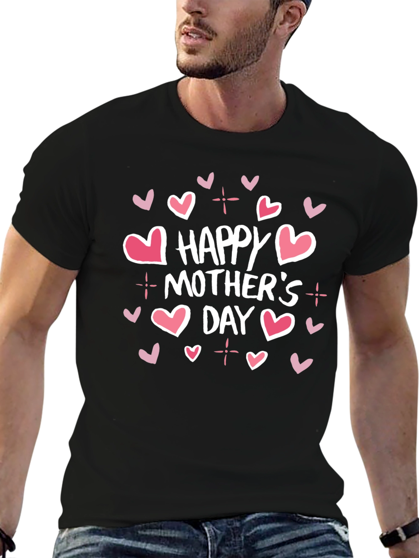 Happy Mothers Day Graphic Tee - Black