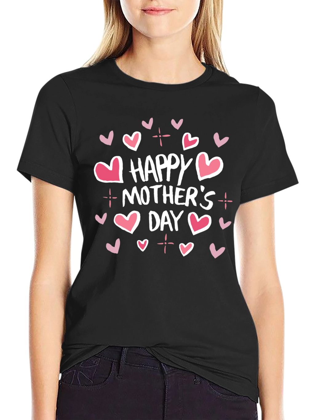 Happy Mothers Day Graphic Tee - Black