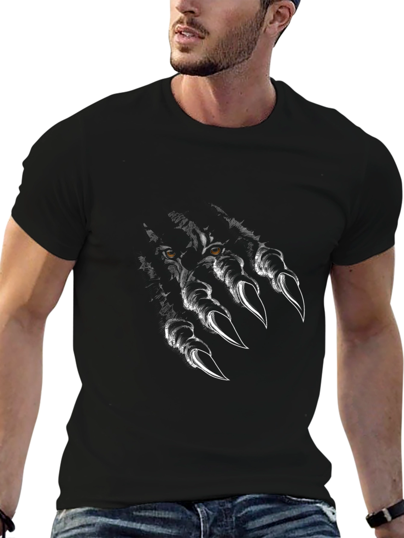 Mens Black Wolf Claw Graphic Tee