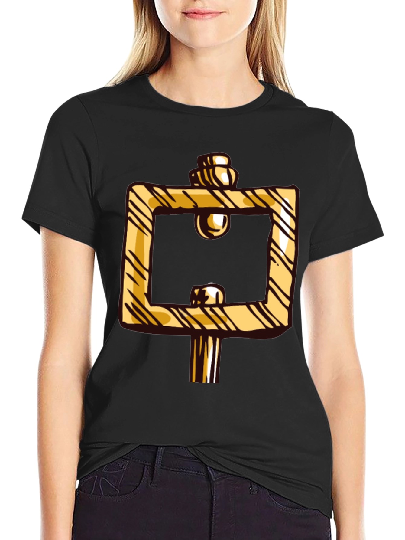 Geometric Gold Illusion Graphic T-Shirt - Stylish Casual Wear