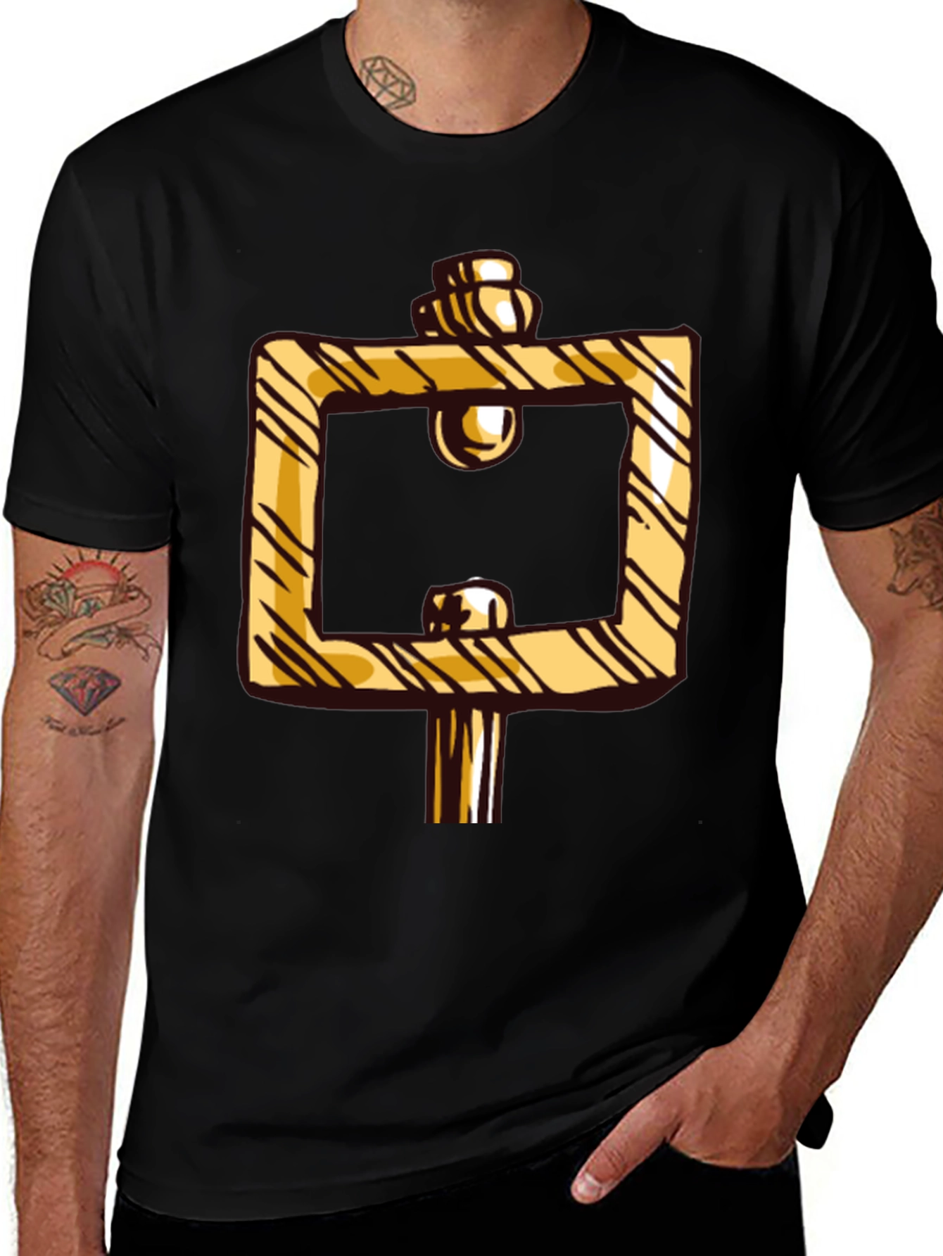Geometric Gold Illusion Graphic T-Shirt - Stylish Casual Wear