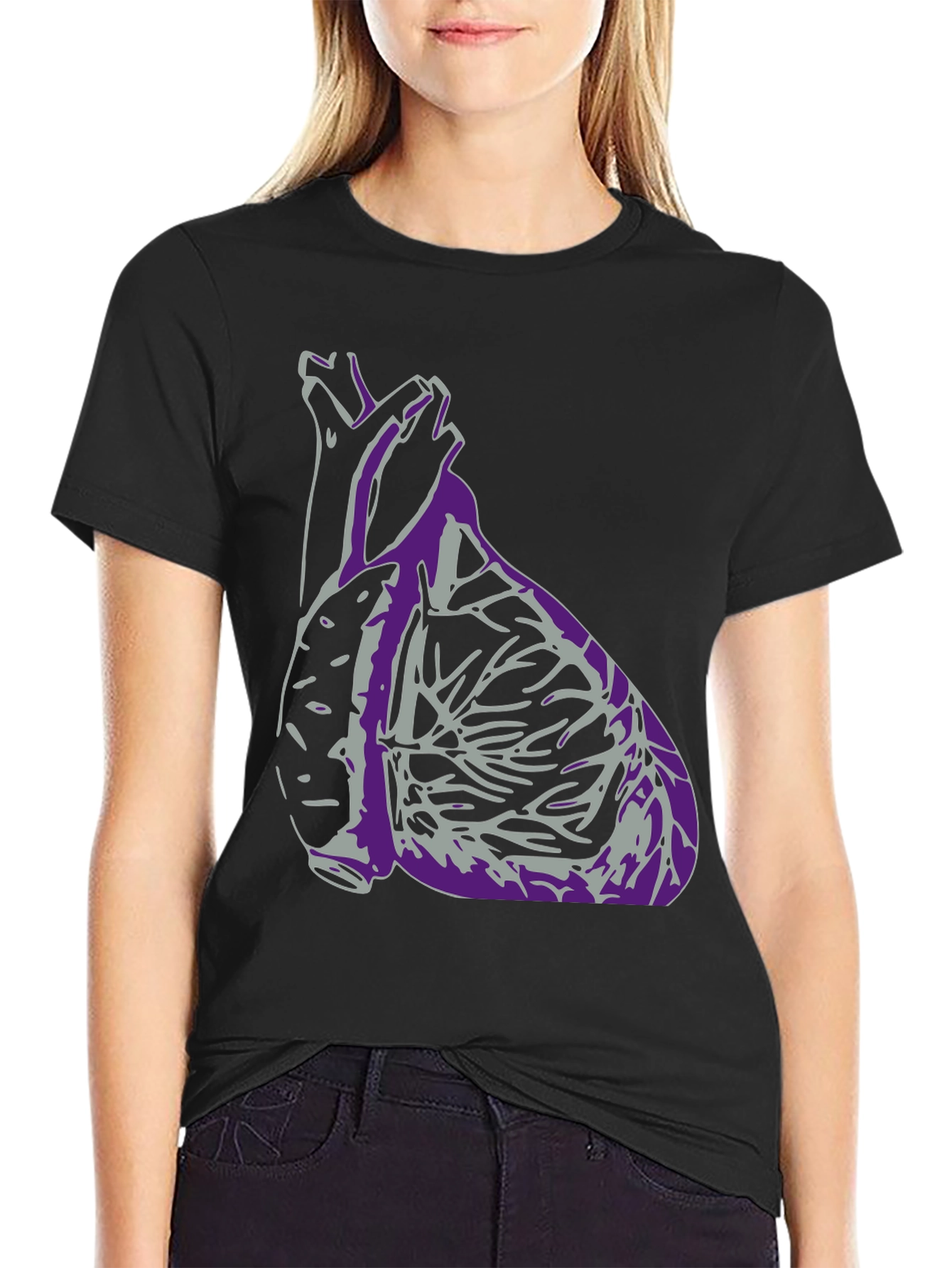 Anatomical Heart Graphic T-Shirt - Black