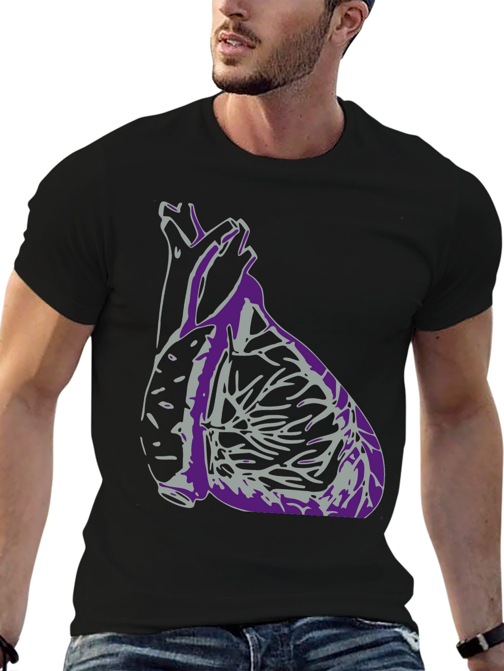 Anatomical Heart Graphic T-Shirt - Black