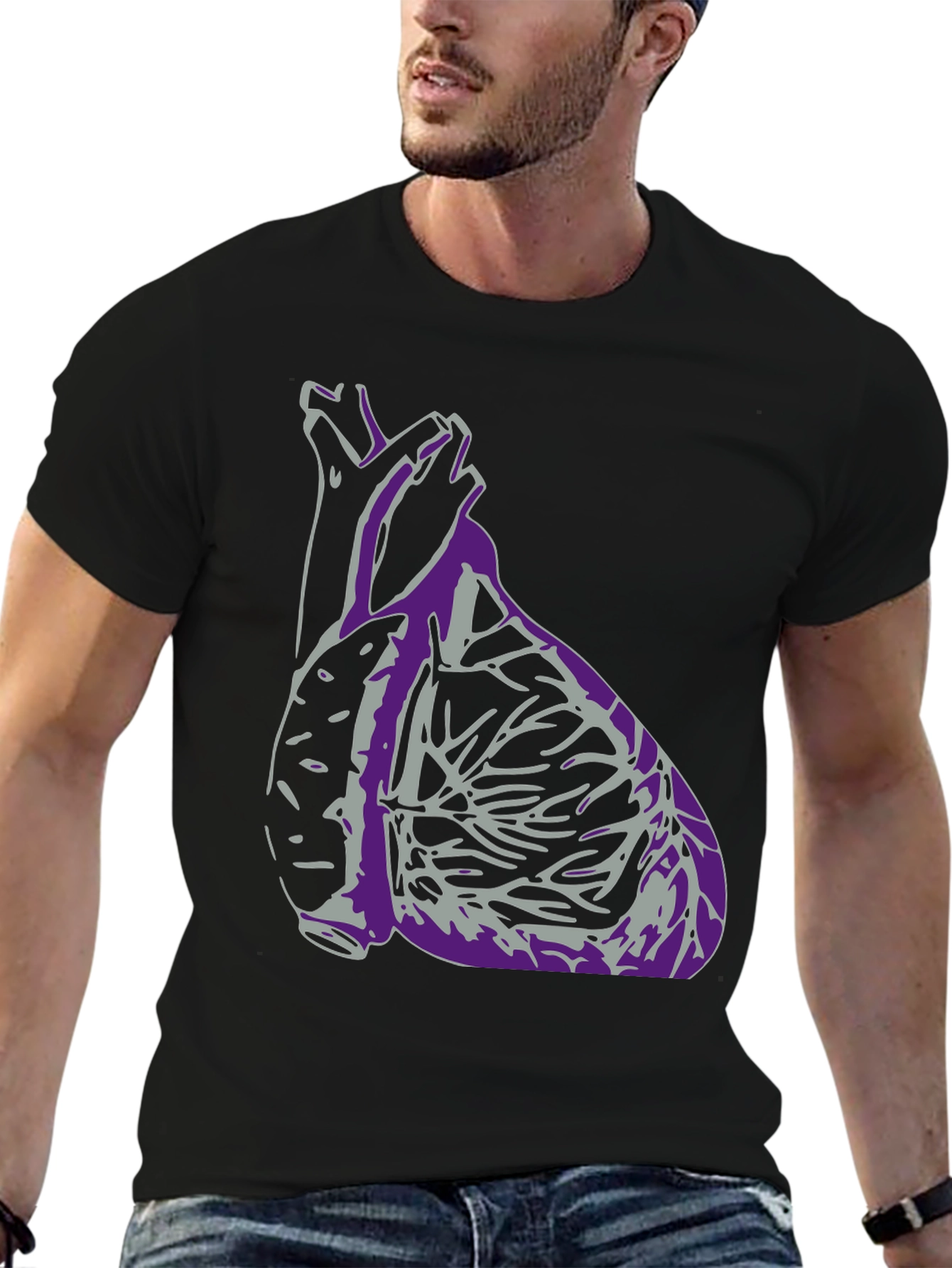 Anatomical Heart Graphic T-Shirt - Black