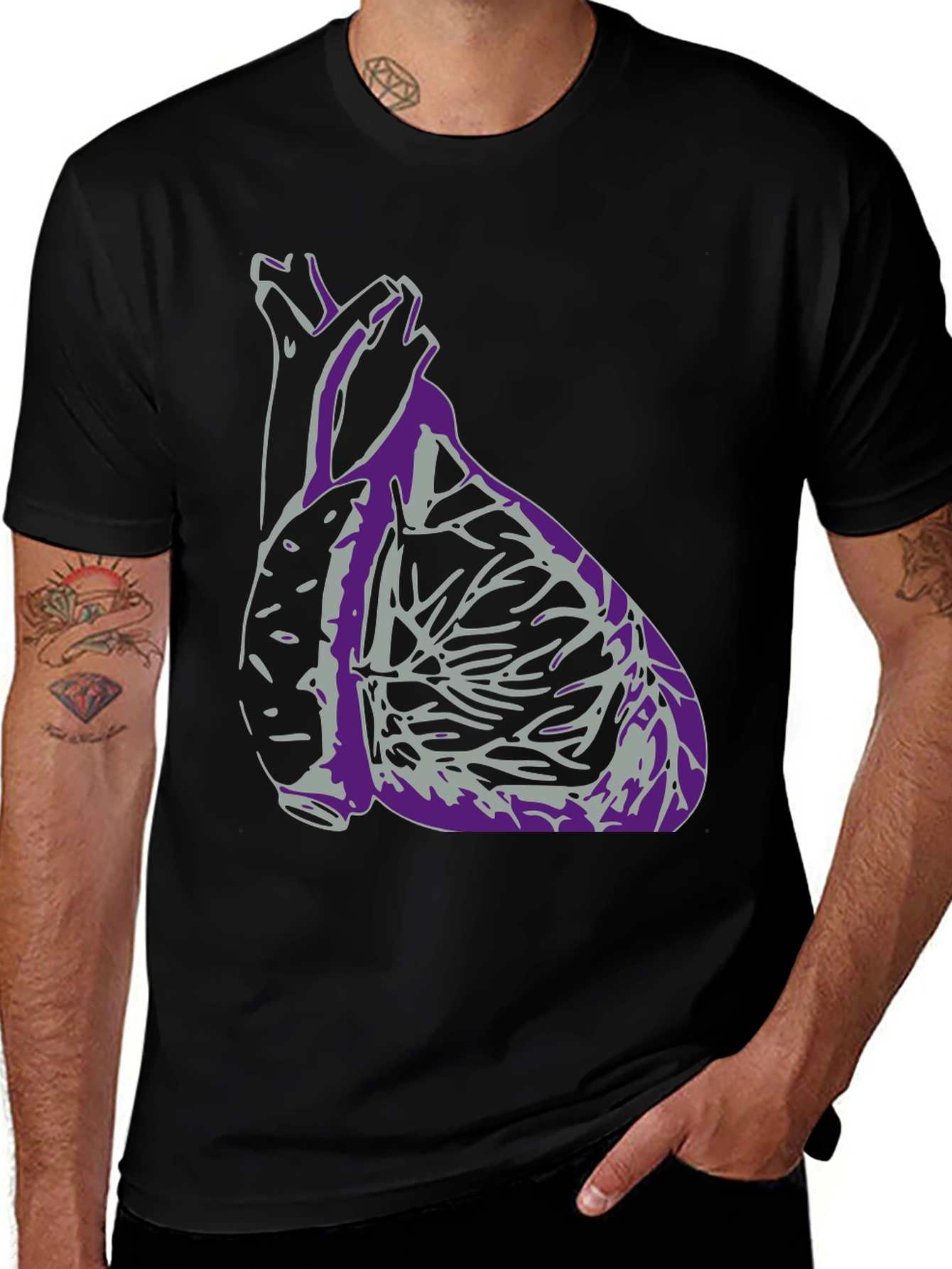Anatomical Heart Graphic T-Shirt - Black