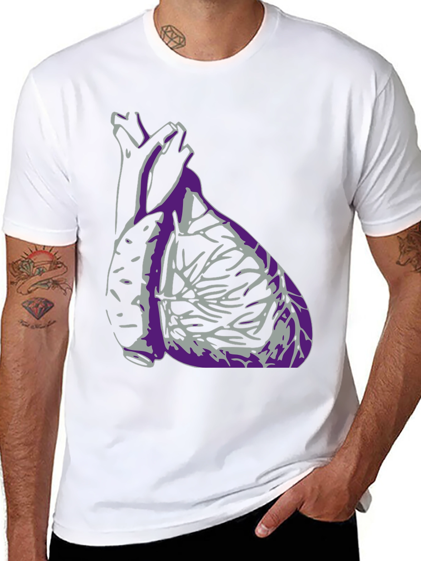 Anatomical Heart Graphic T-Shirt - Black