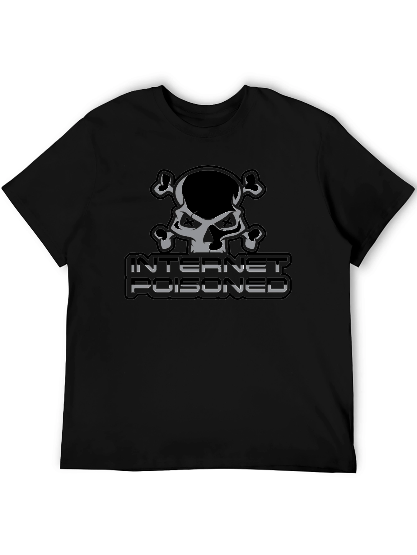 Internet Poisoned Skull Graphic T-Shirt - Dark Humor Tee