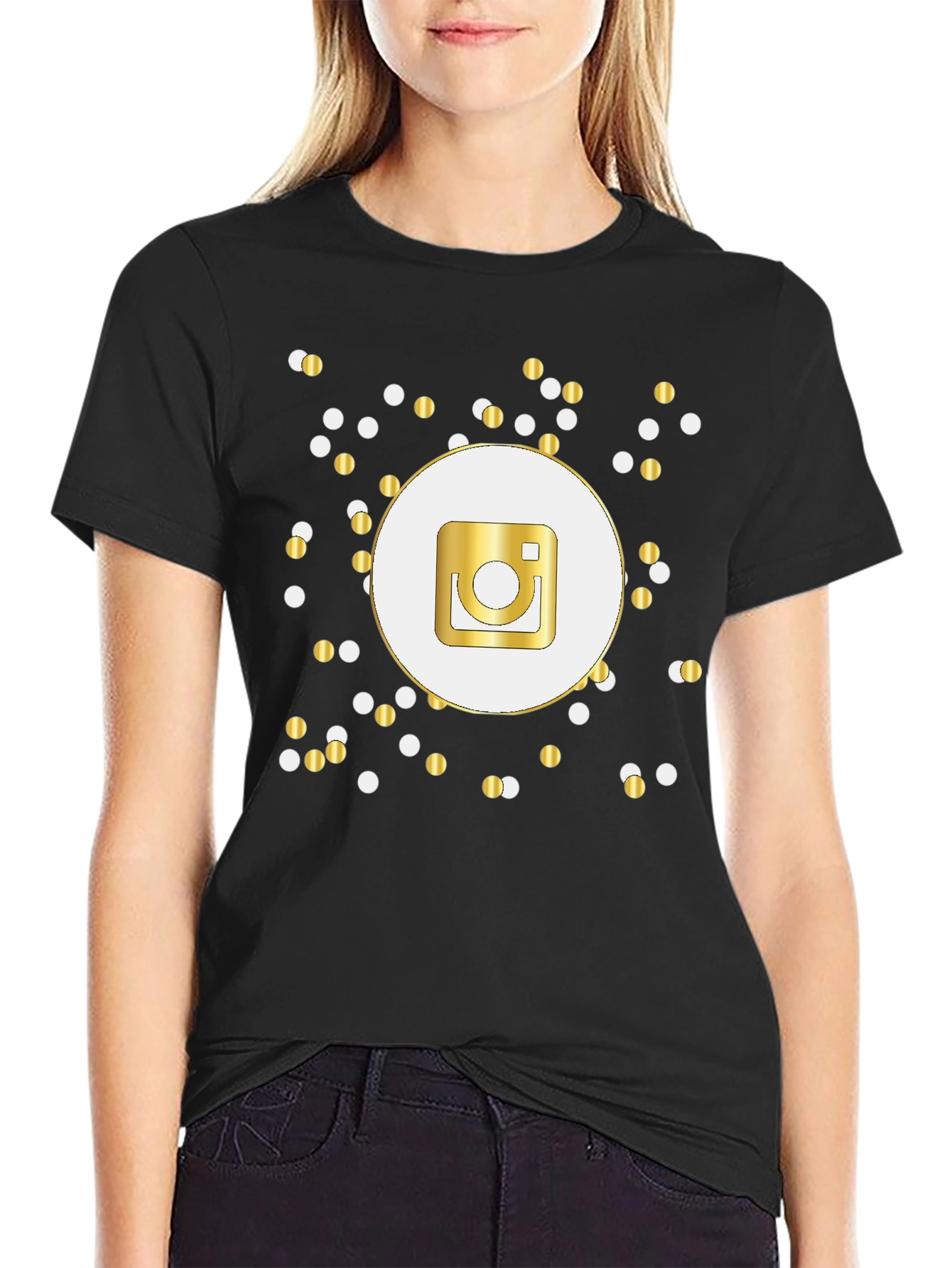 Gold Instagram Logo T-Shirt