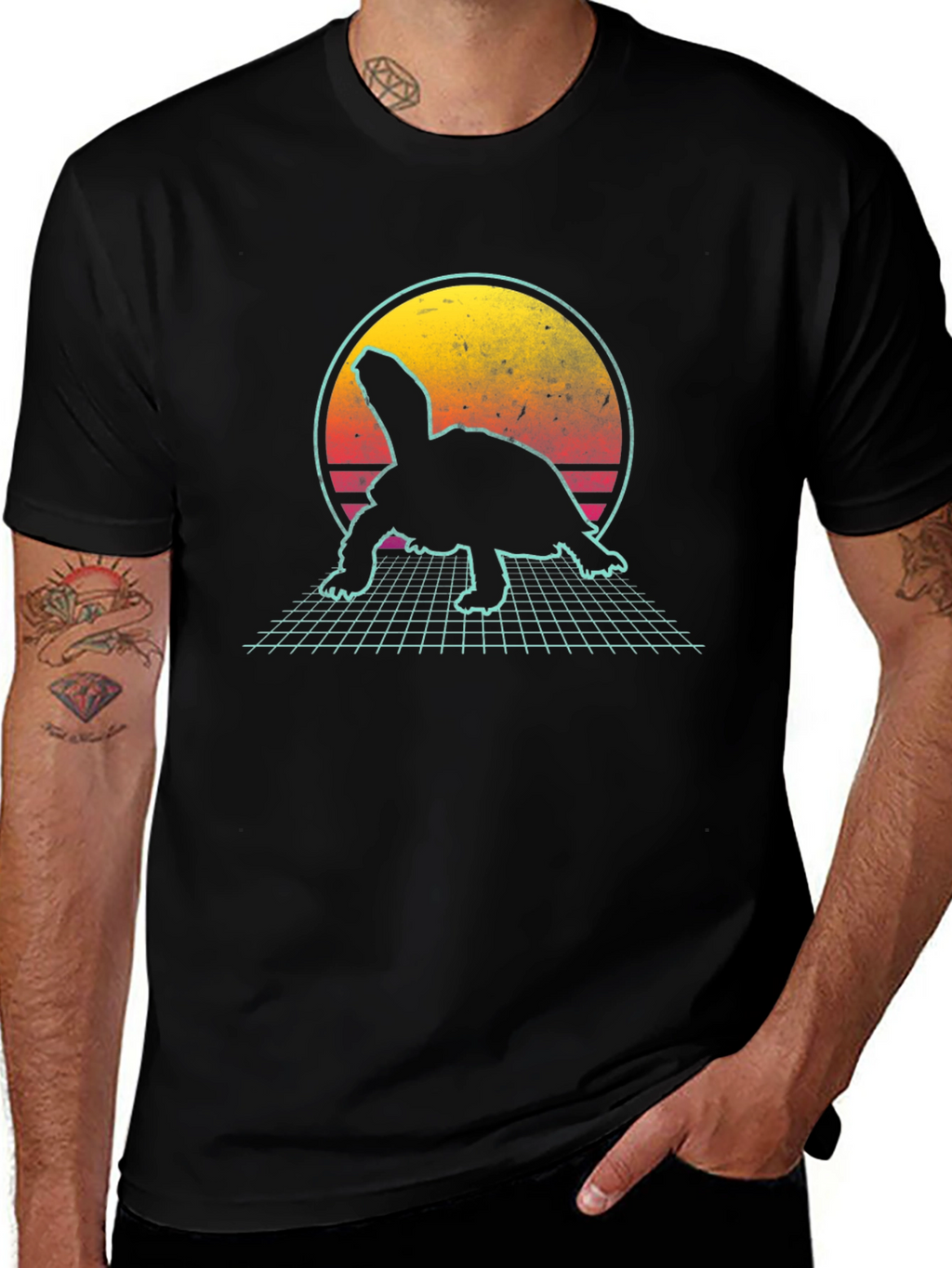 Retro Turtle T-Shirt - Synthwave Graphic Tee