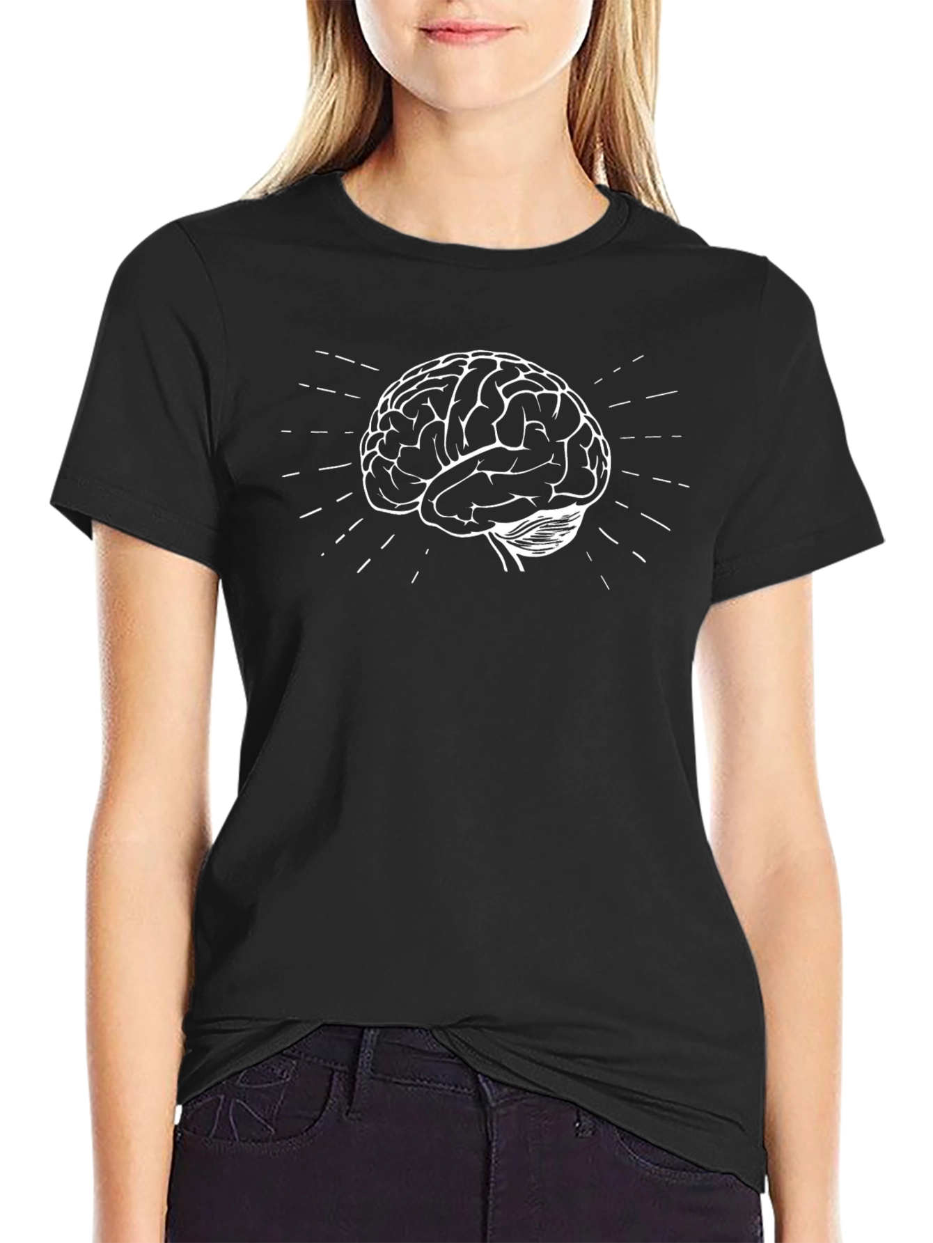 Brain Graphic Black T-Shirt - Think Smart Look Cool