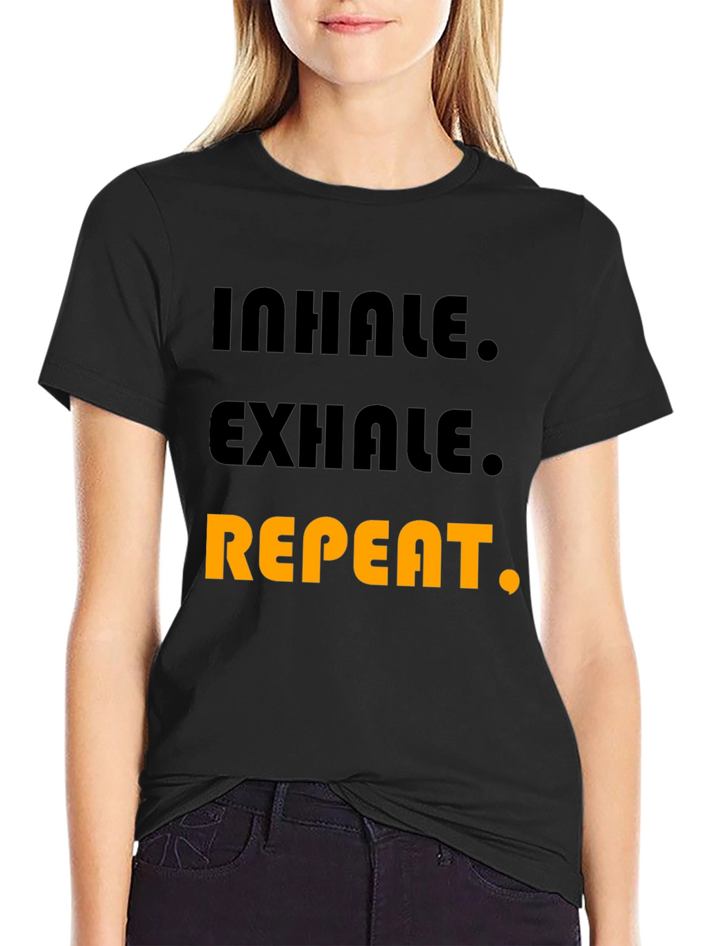 Inhale Exhale Repeat Graphic T-Shirt - Black