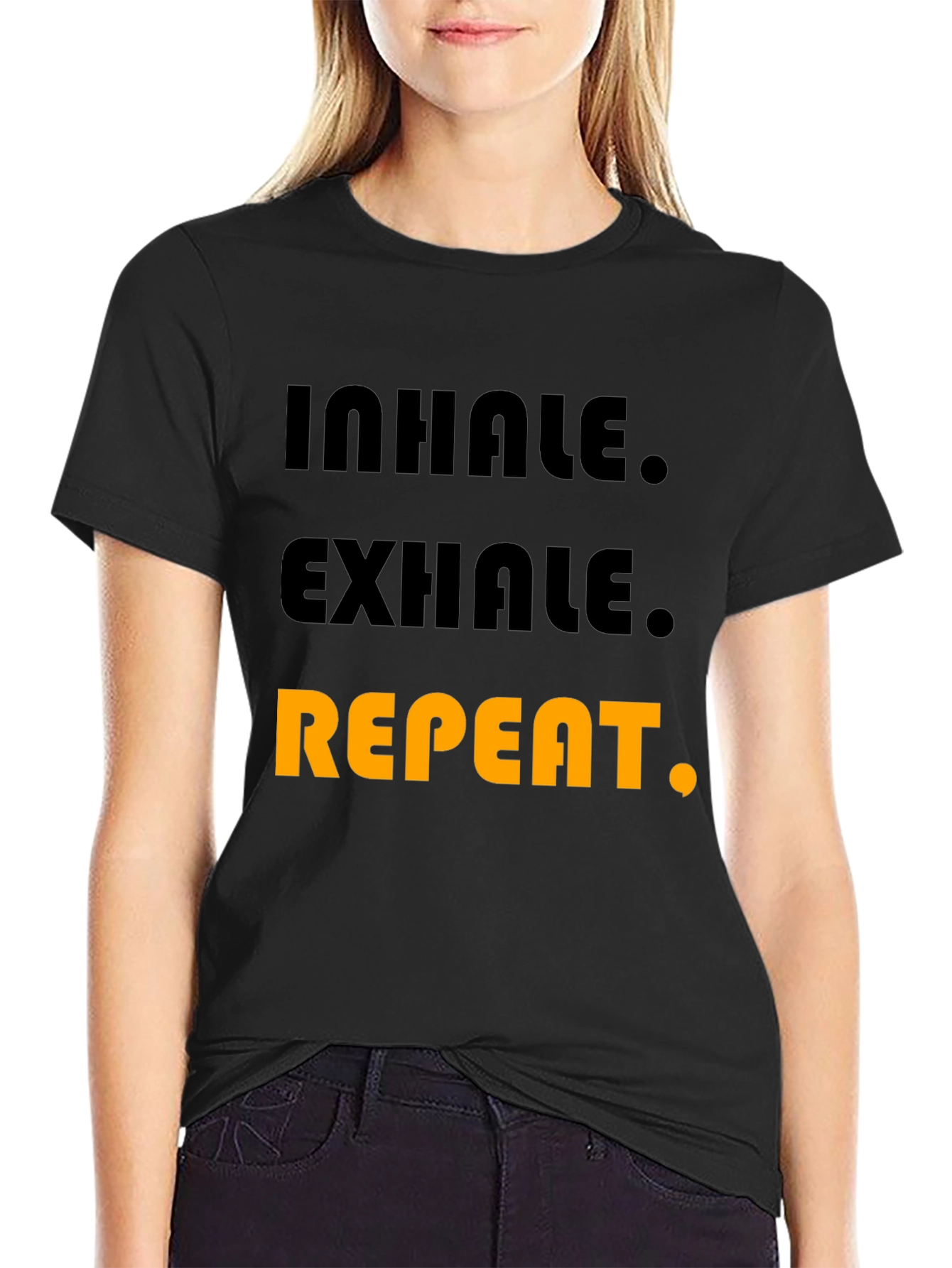 Inhale Exhale Repeat Graphic T-Shirt - Black