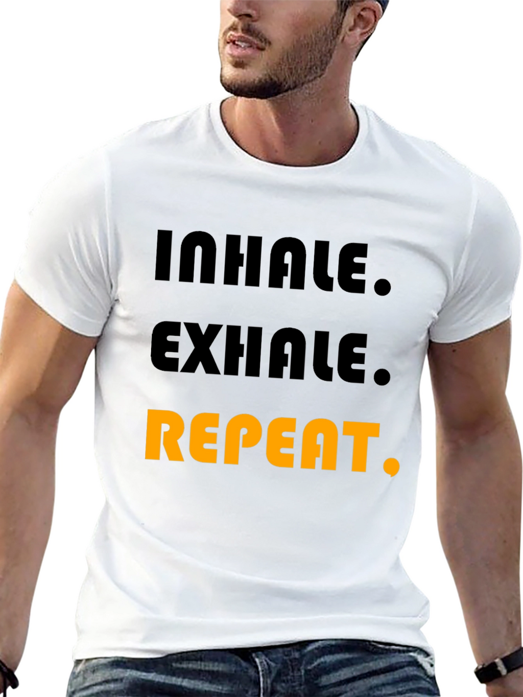 Inhale Exhale Repeat Graphic T-Shirt - Black