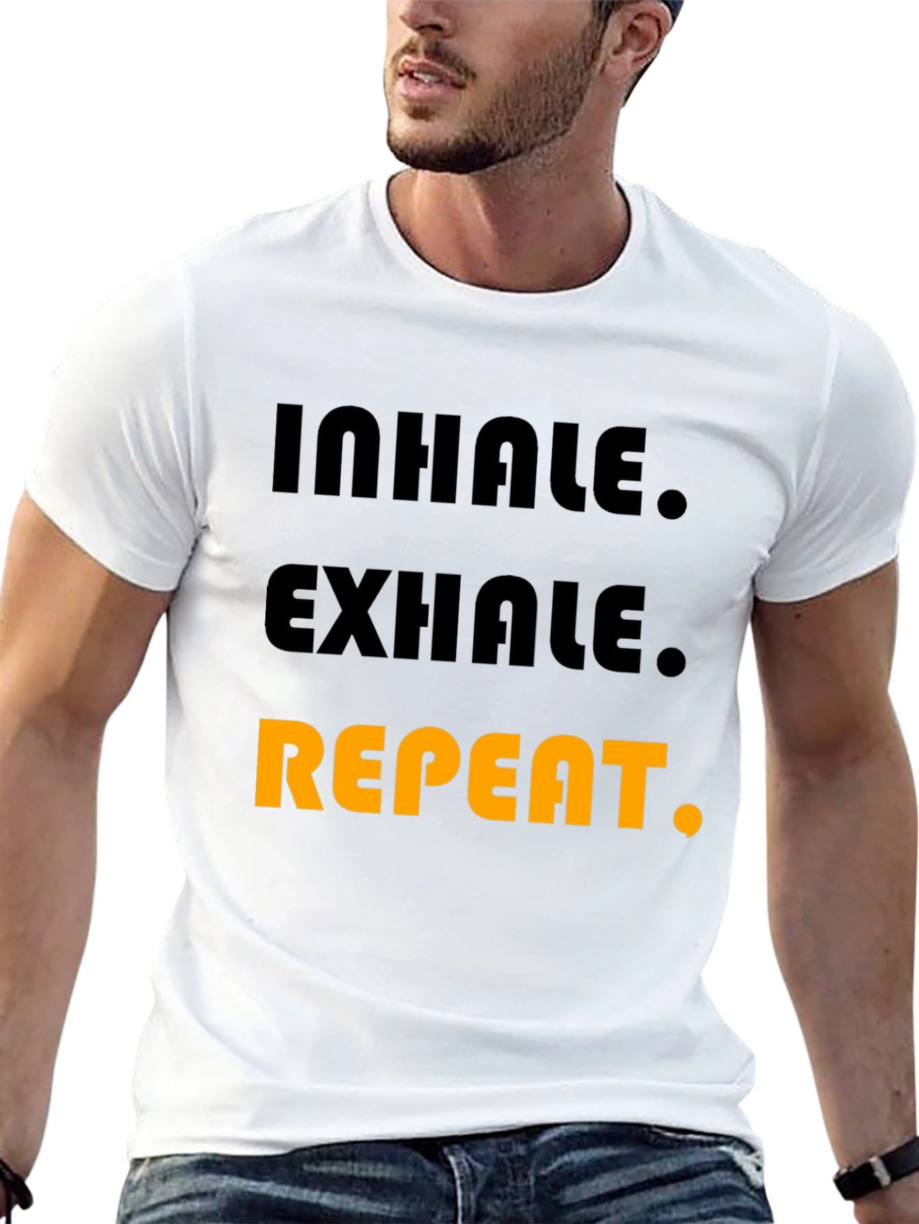 Inhale Exhale Repeat Graphic T-Shirt - Black