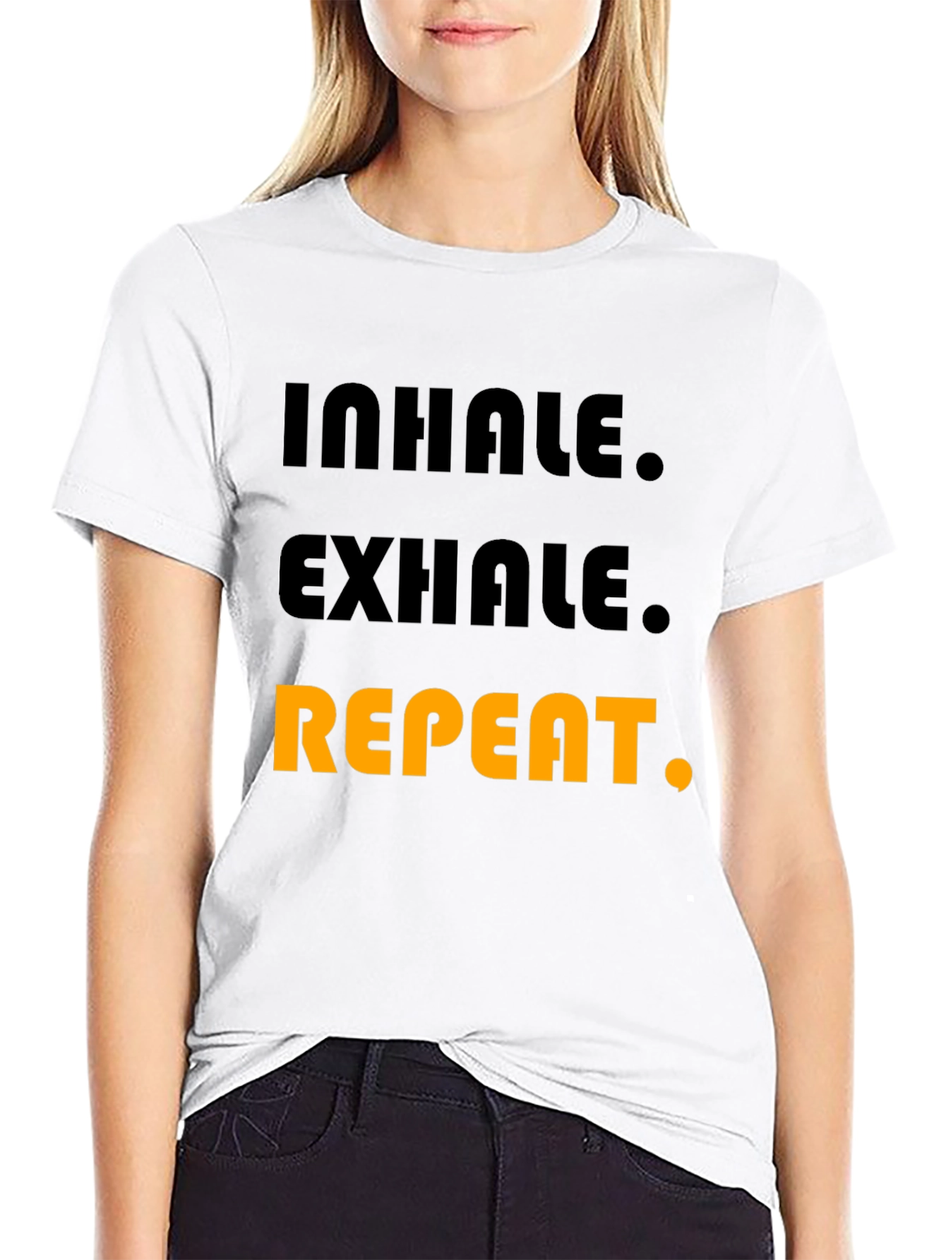 Inhale Exhale Repeat Graphic T-Shirt - Black