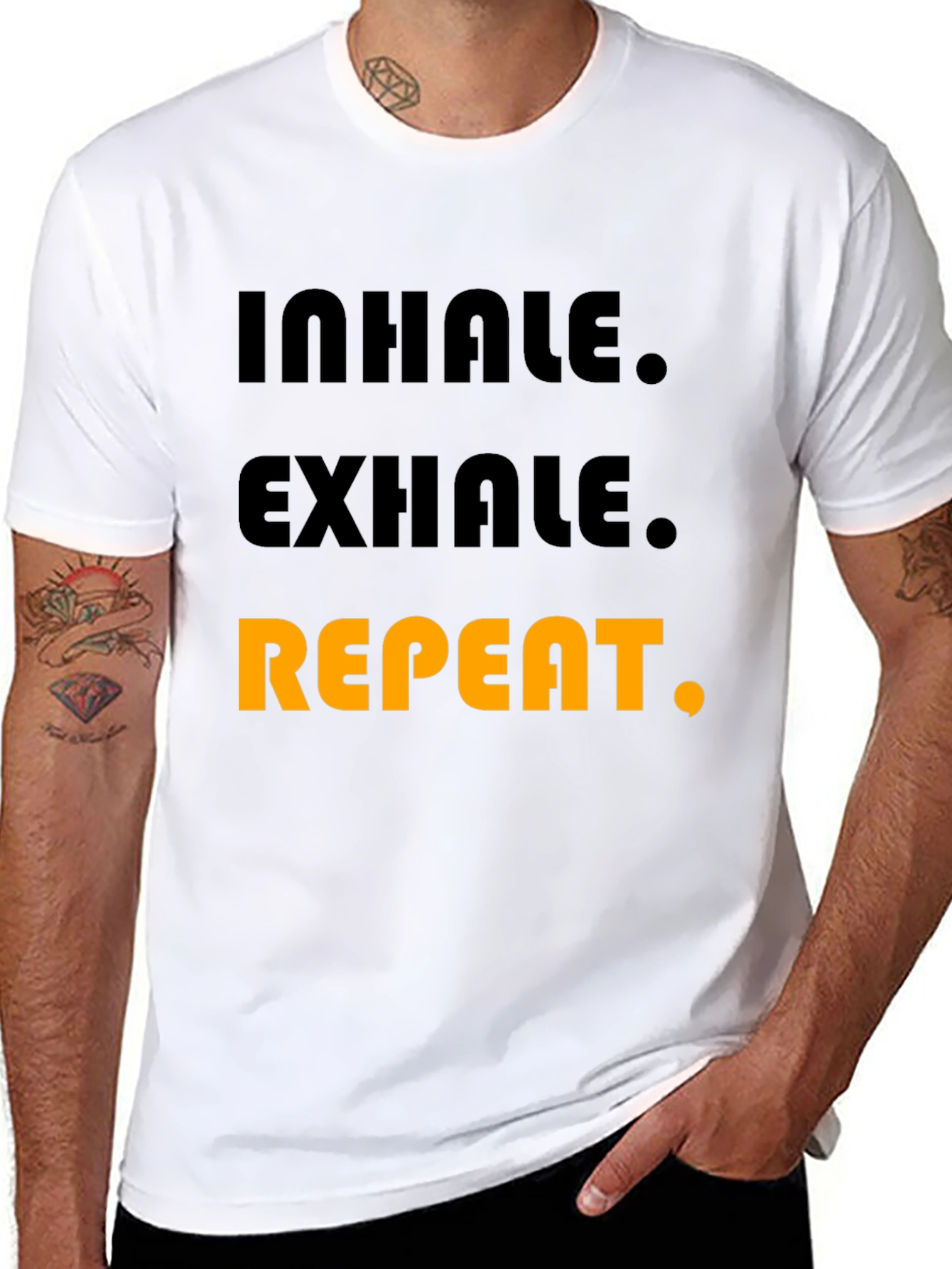 Inhale Exhale Repeat Graphic T-Shirt - Black