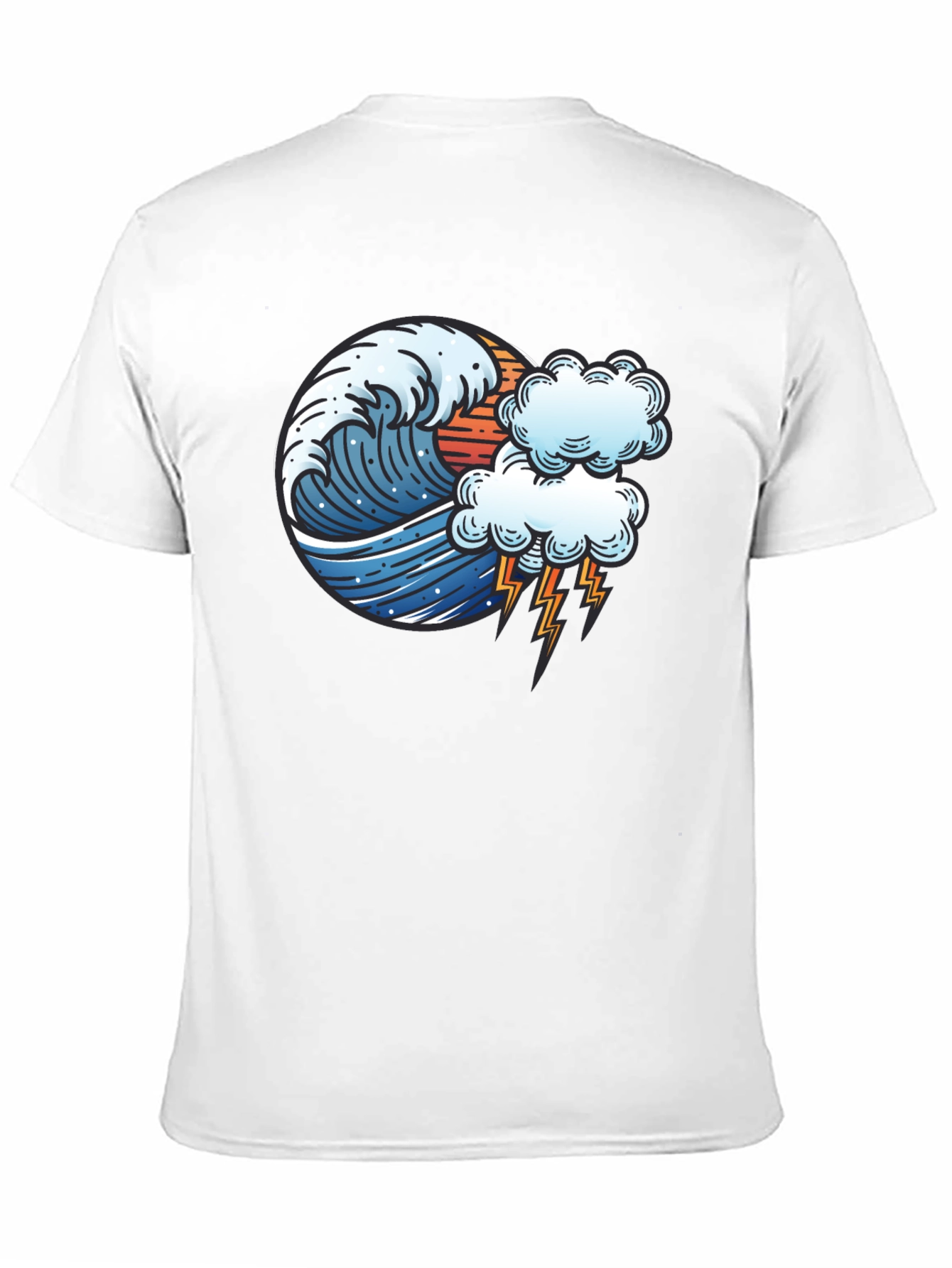 Wave & Lightning Graphic Black Tee