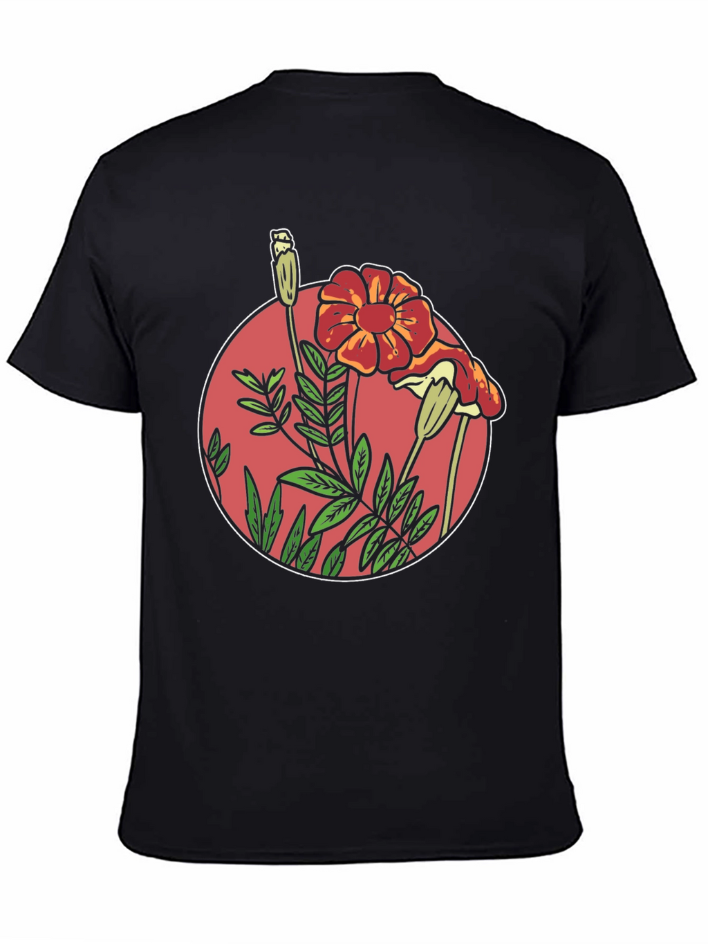 Floral Graphic Black T-Shirt
