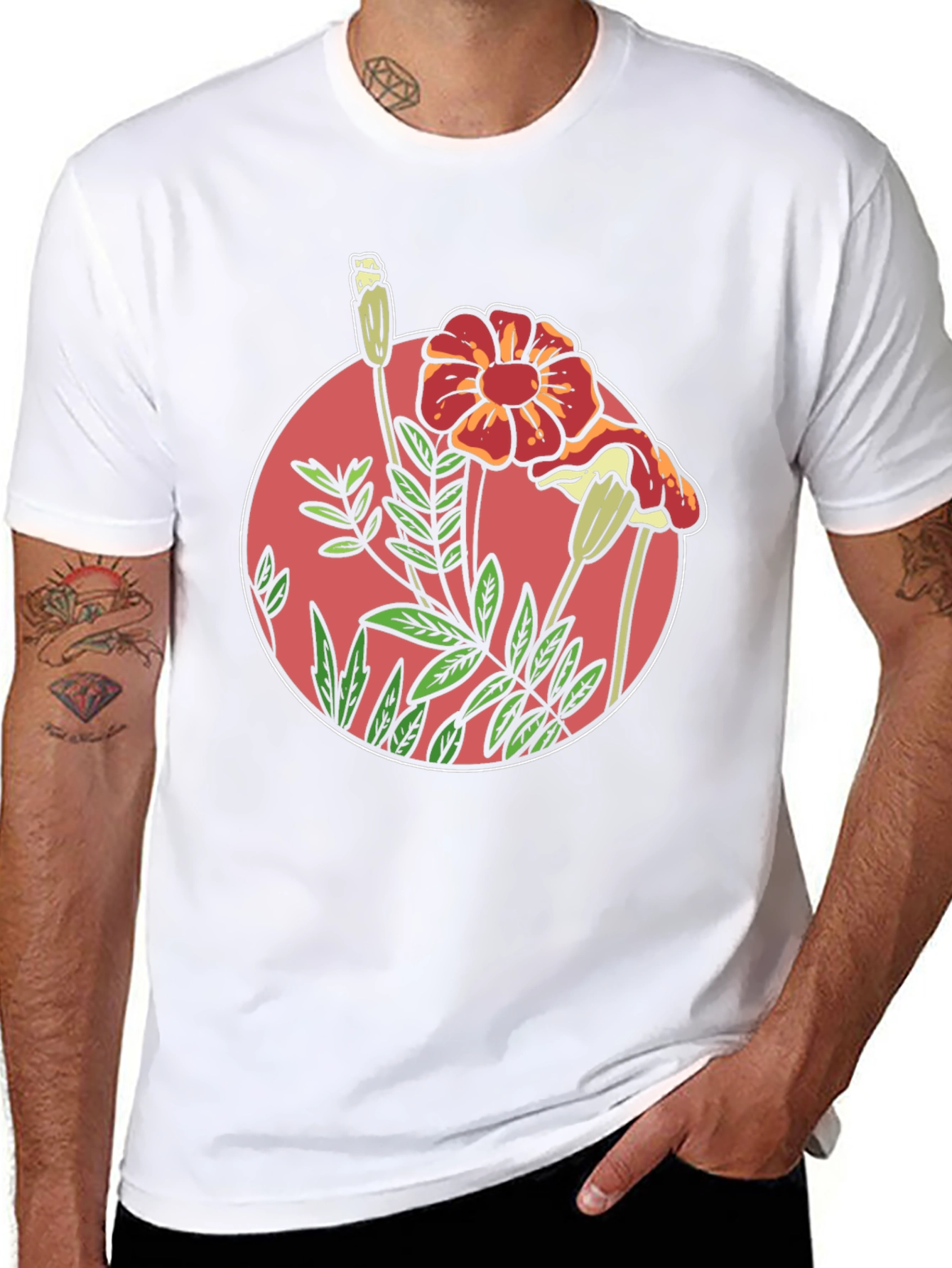 Floral Graphic Black T-Shirt