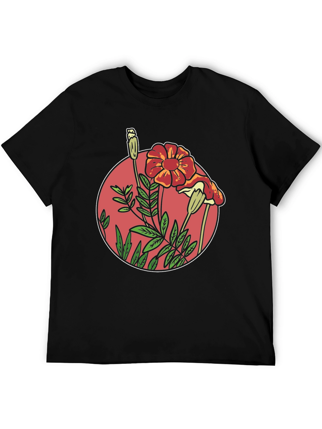 Floral Graphic Black T-Shirt