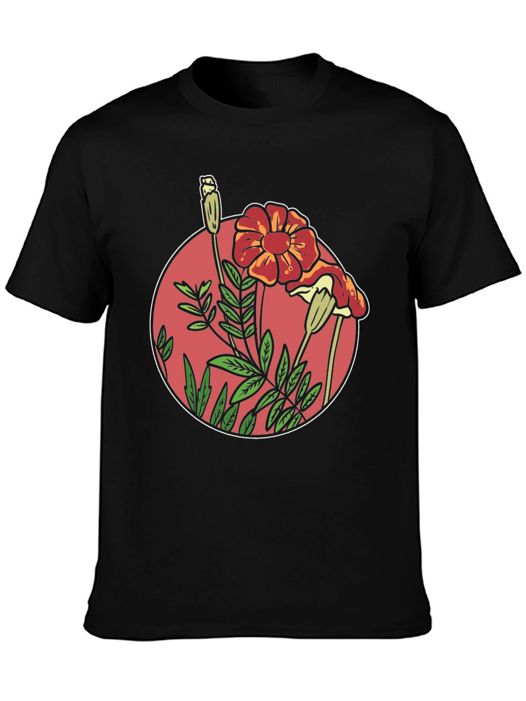 Floral Graphic Black T-Shirt