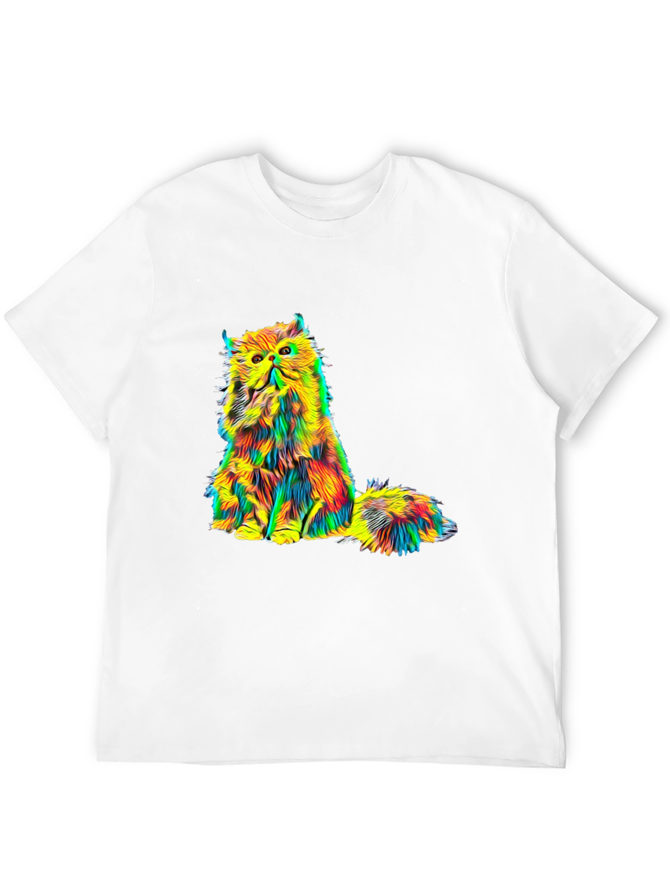 Psychedelic Cat Graphic Tee - Black Unisex T-Shirt