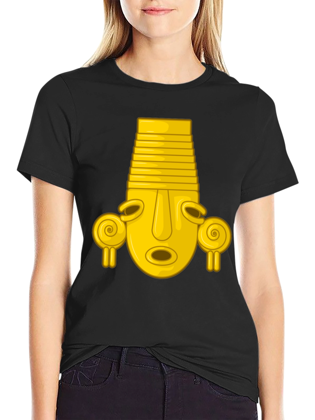 Golden Mask Graphic T-Shirt - Stylish Cotton Tee