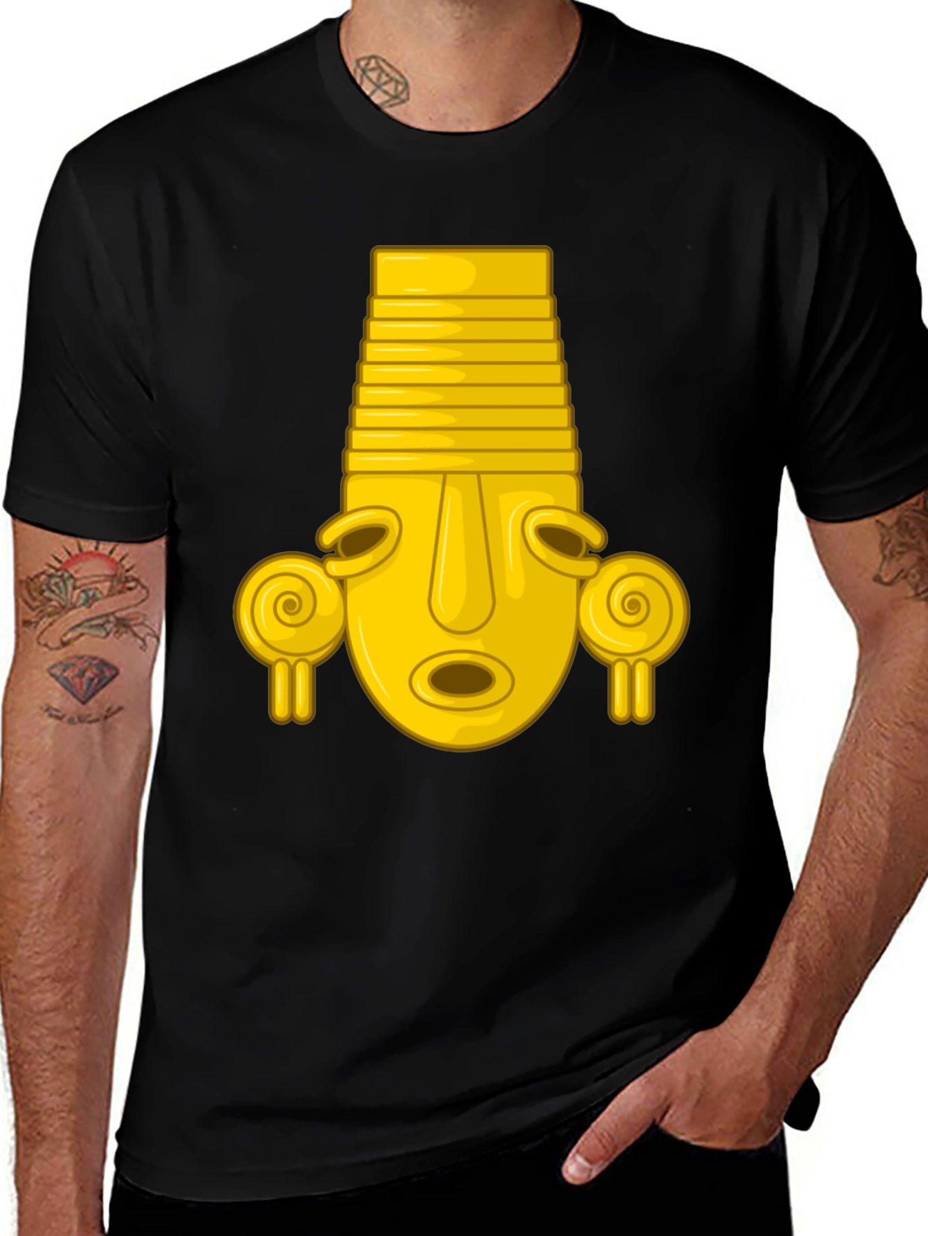 Golden Mask Graphic T-Shirt - Stylish Cotton Tee