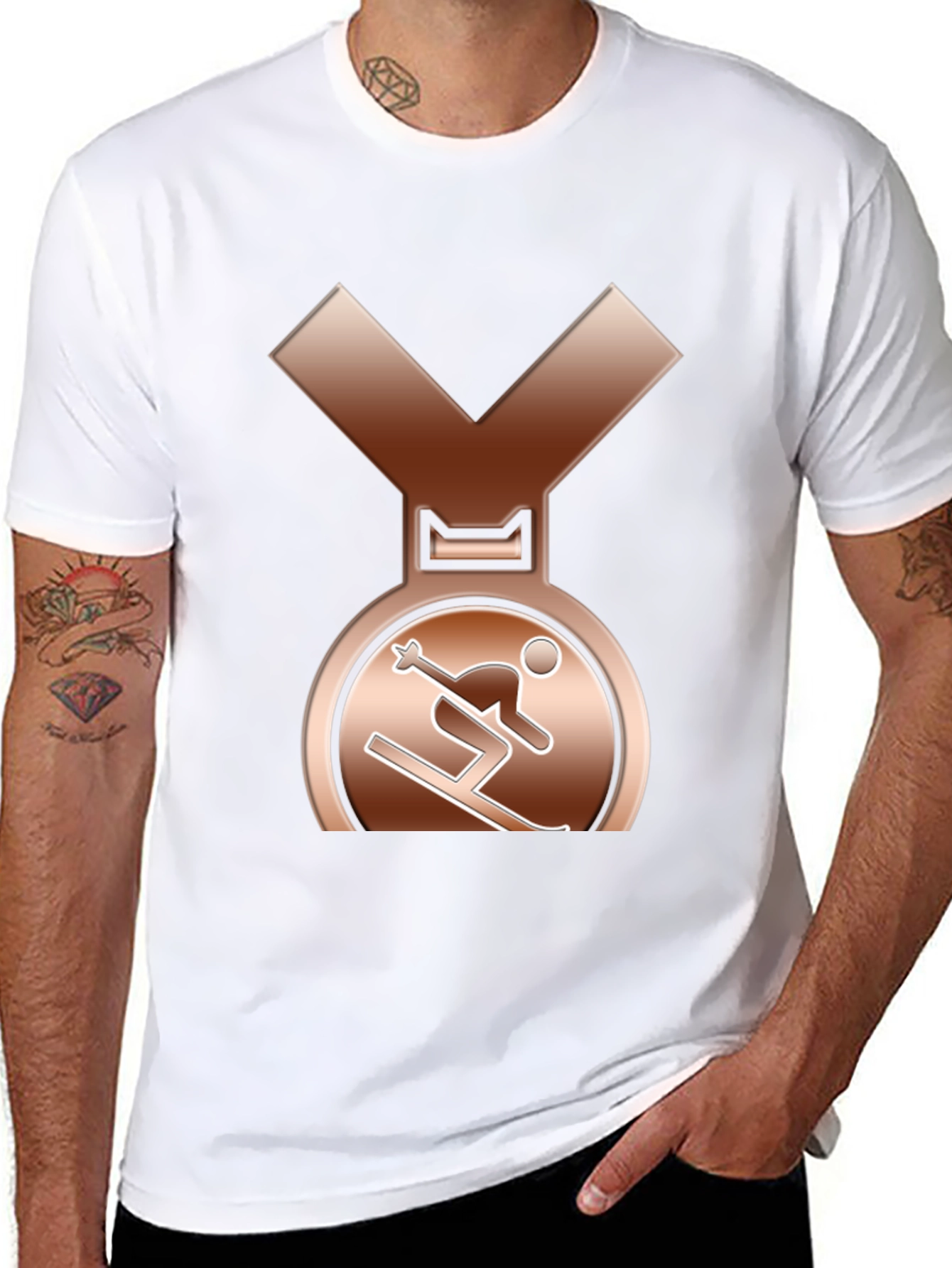 Bronze Skiing Medal Graphic T-Shirt