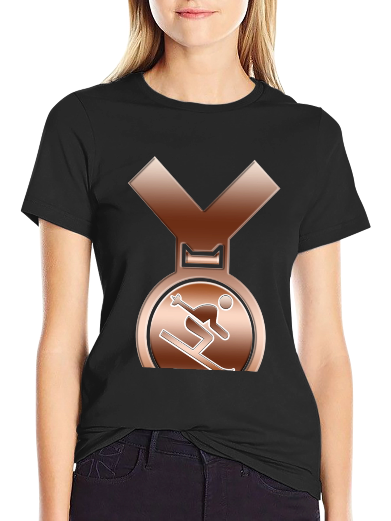 Bronze Skiing Medal Graphic T-Shirt
