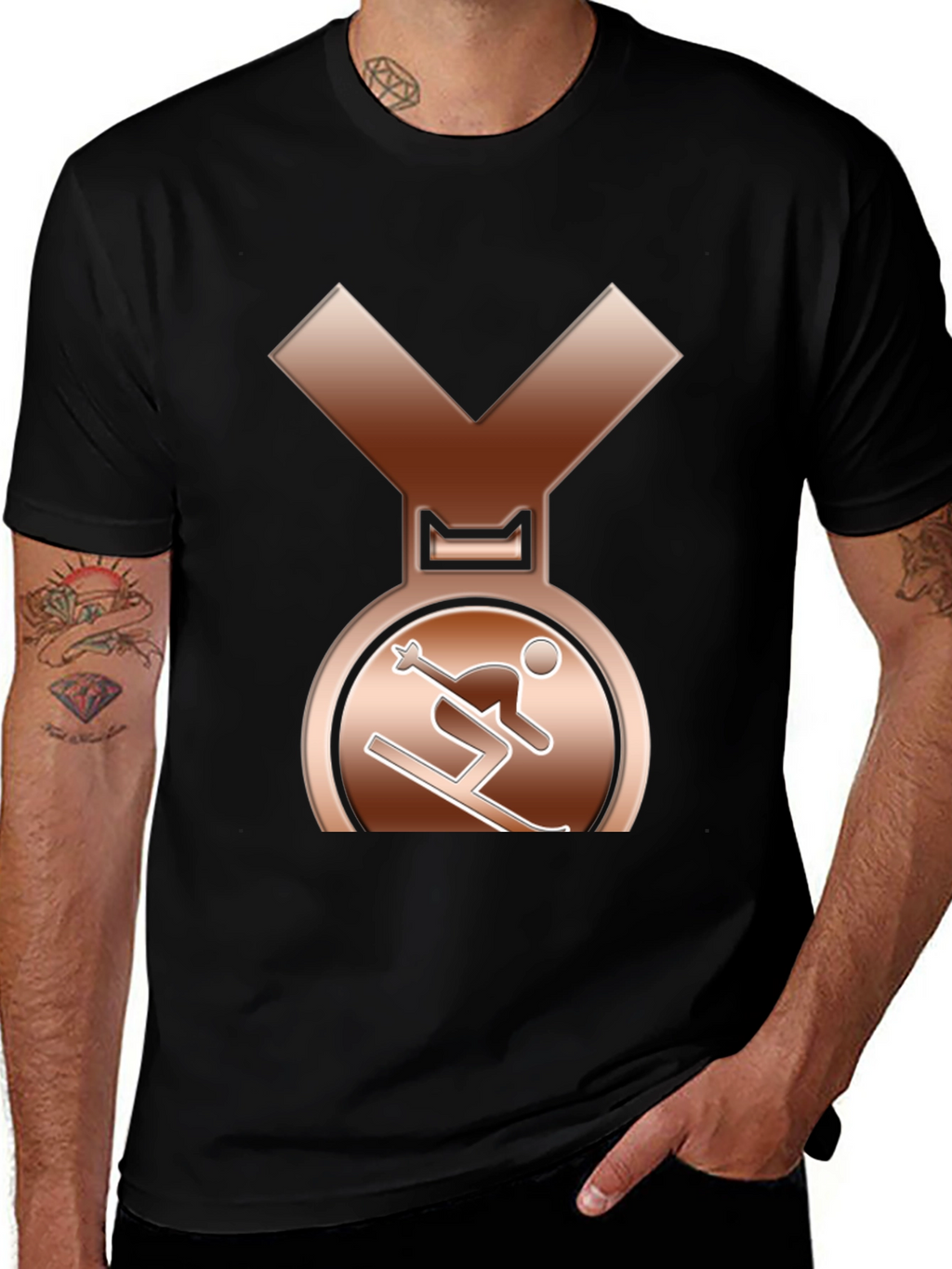 Bronze Skiing Medal Graphic T-Shirt