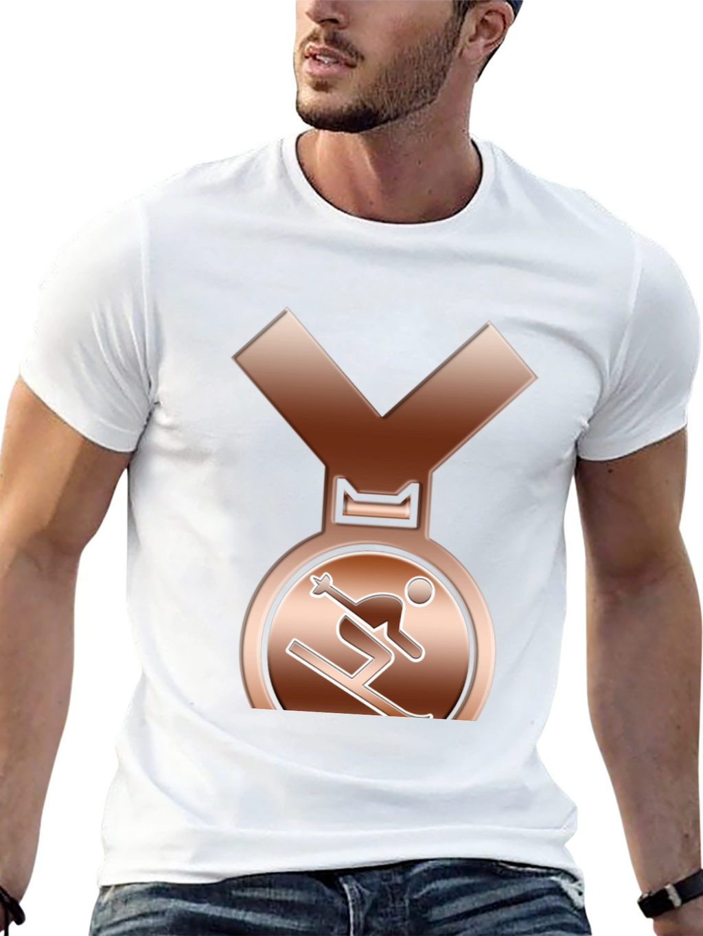 Bronze Skiing Medal Graphic T-Shirt