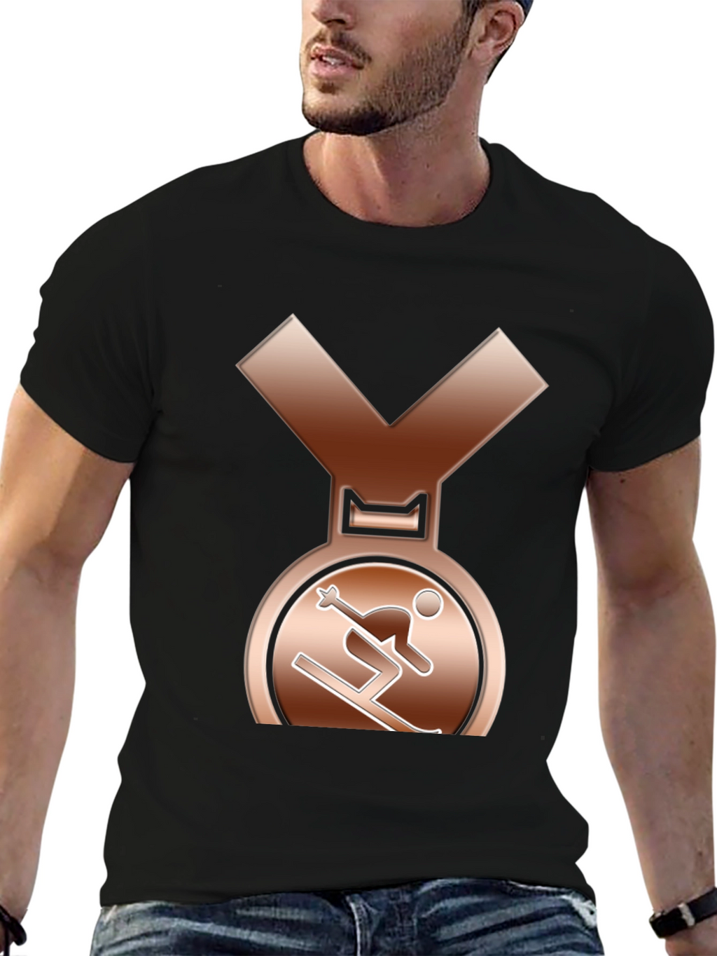 Bronze Skiing Medal Graphic T-Shirt