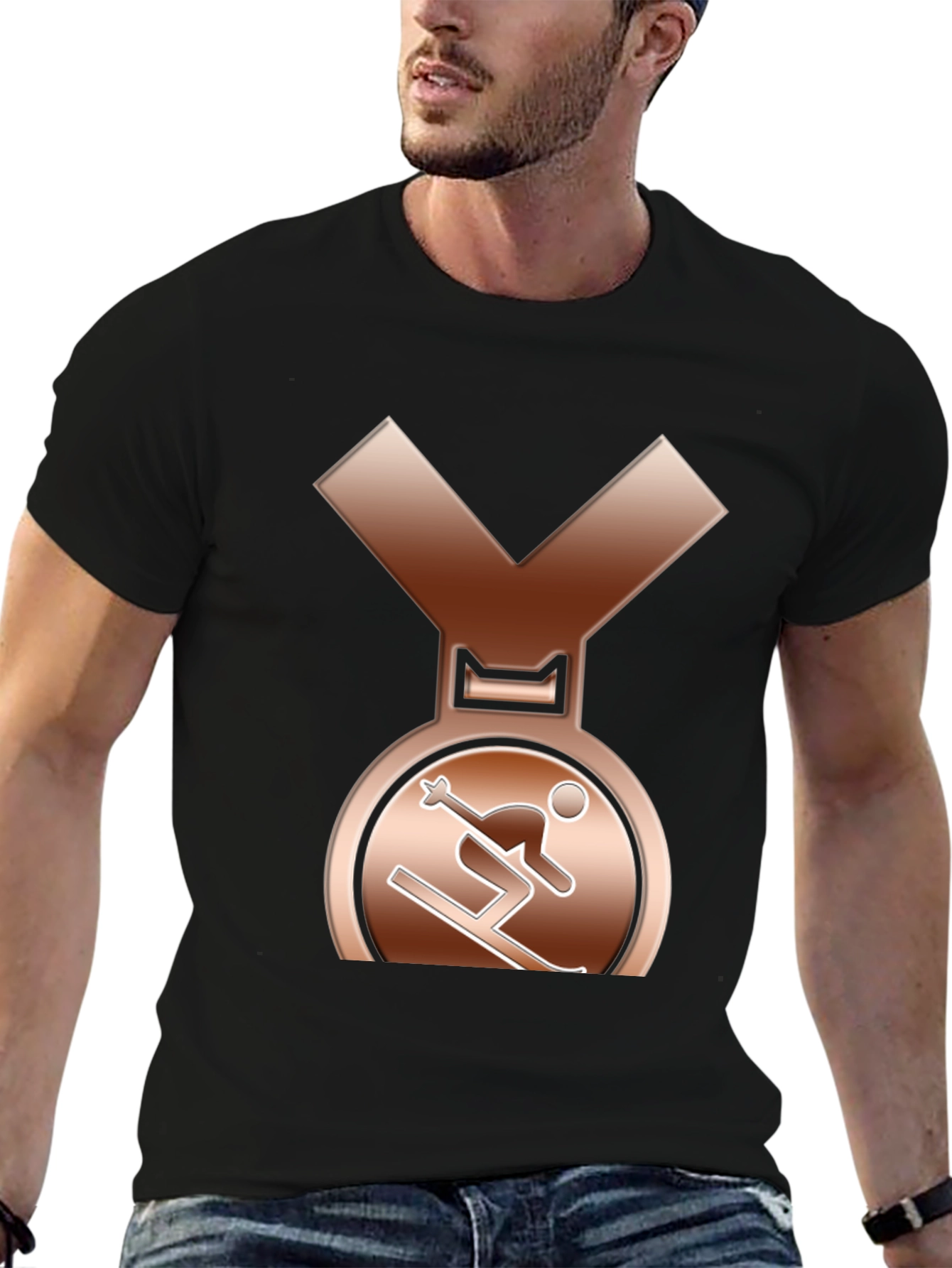 Bronze Skiing Medal Graphic T-Shirt