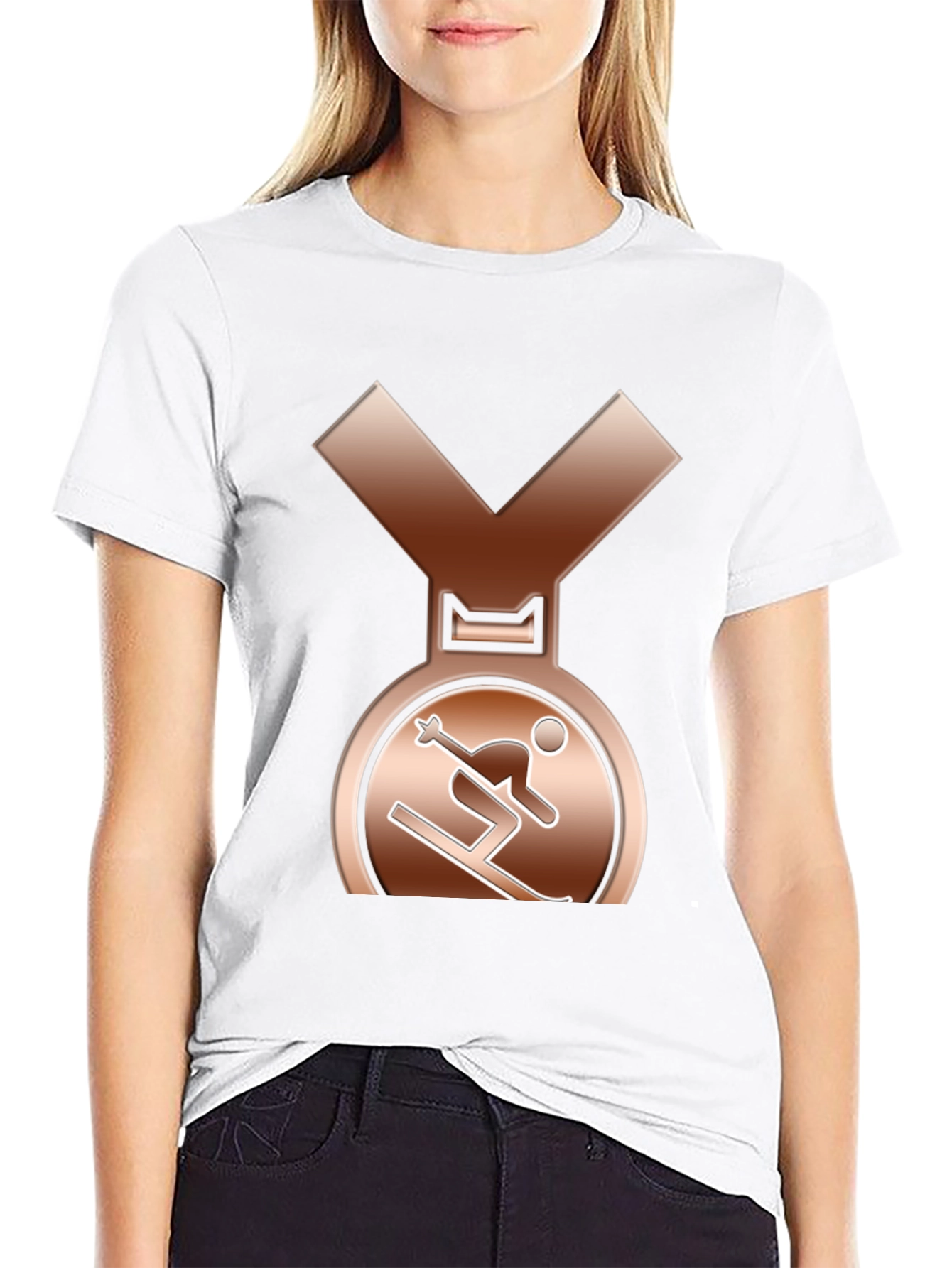 Bronze Skiing Medal Graphic T-Shirt