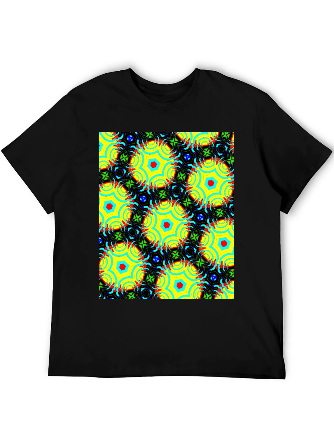 Kaleidoscope T-Shirt Patterned Tee Geometric Design Crew Neck