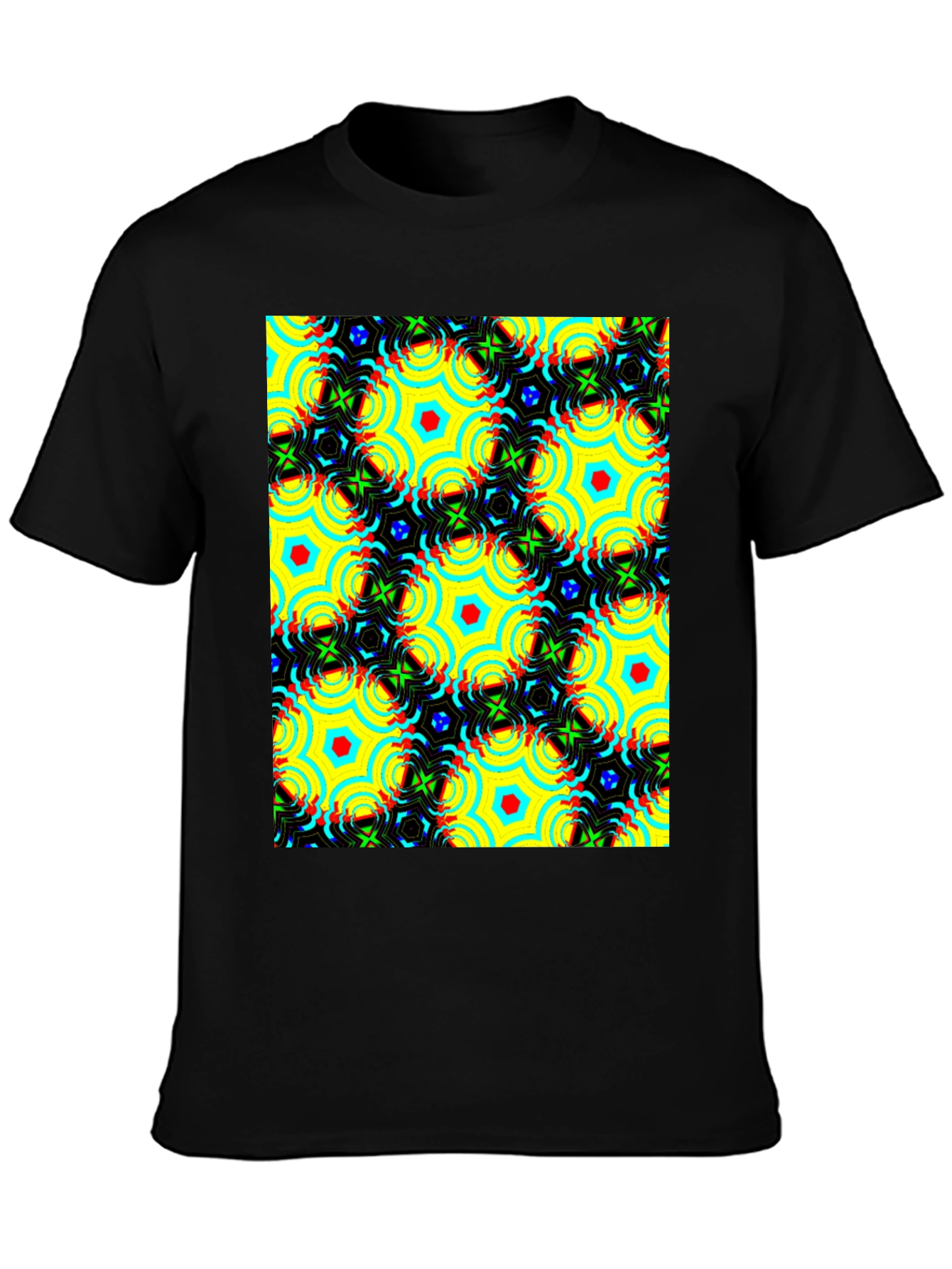 Kaleidoscope T-Shirt Patterned Tee Geometric Design Crew Neck