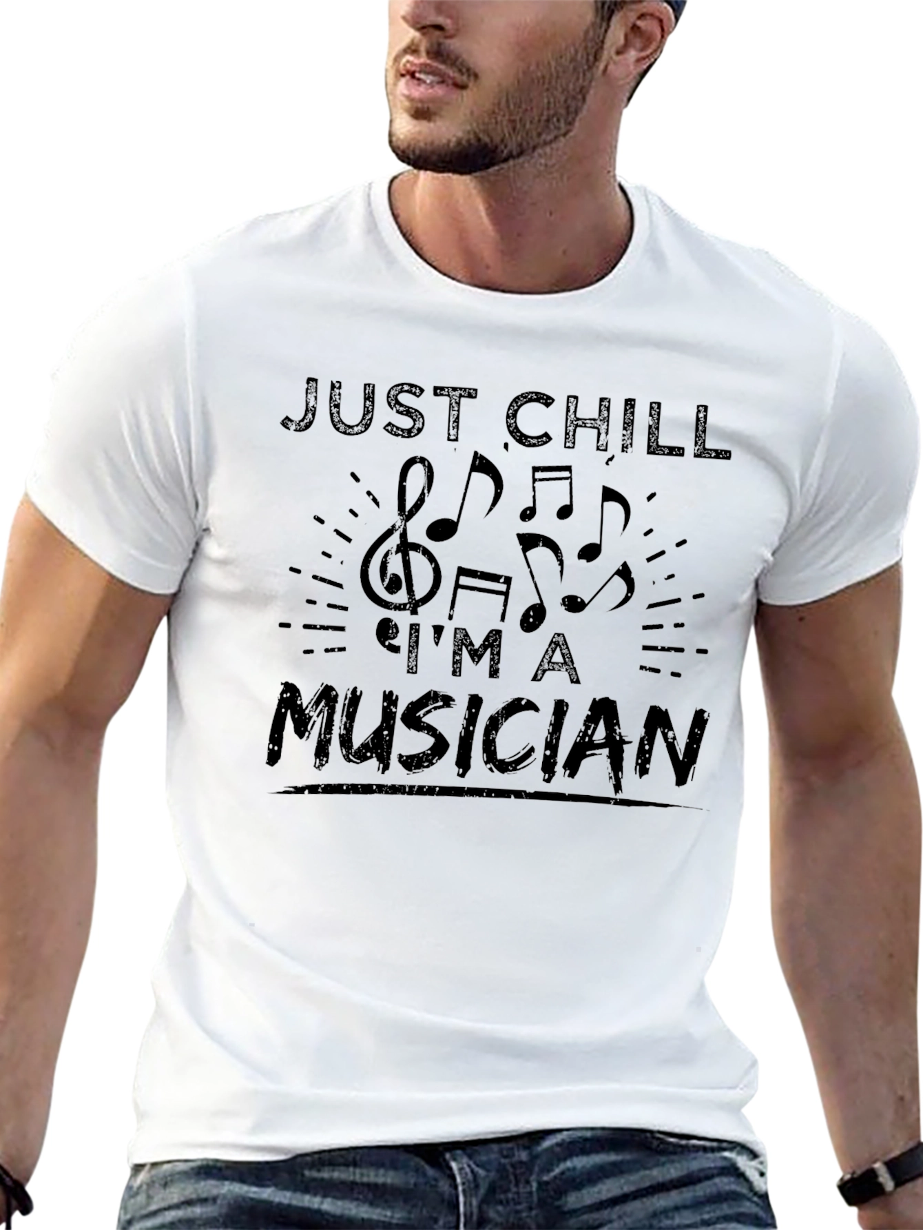 Just Chill Im A Musician Graphic T-Shirt - Black