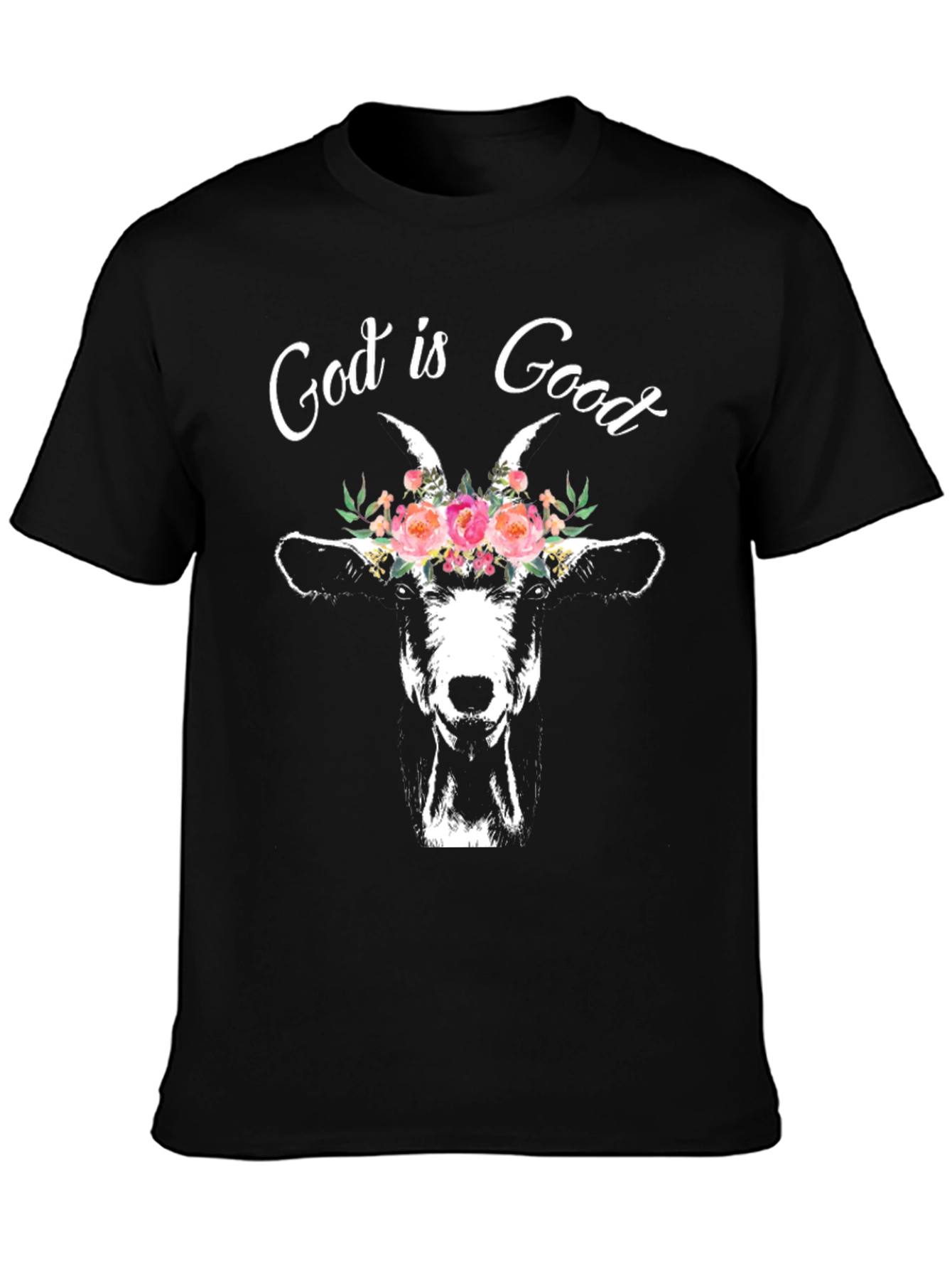 God is Good Goat Floral T-Shirt