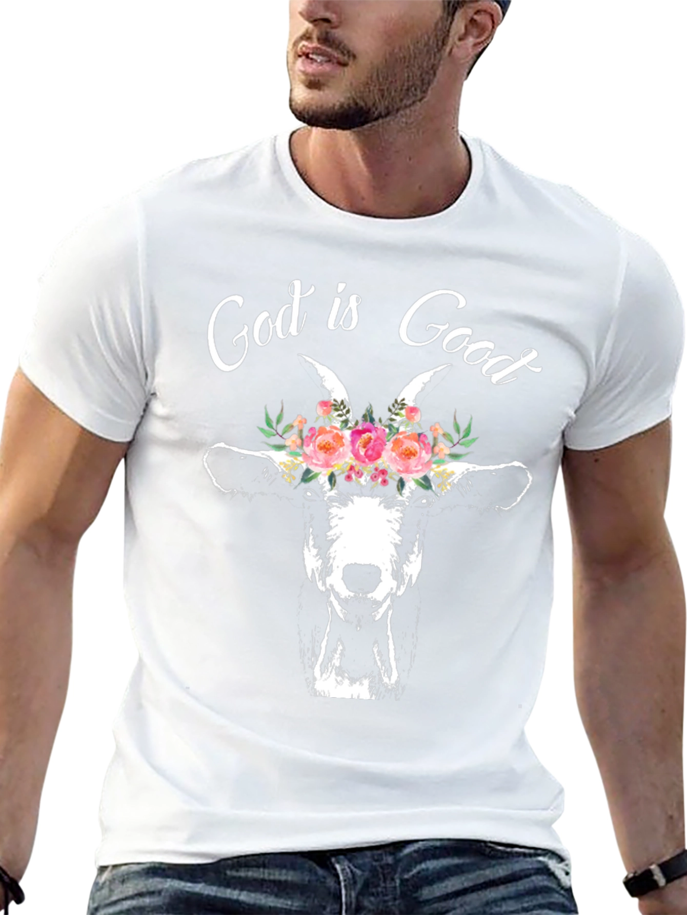 God is Good Goat Floral T-Shirt