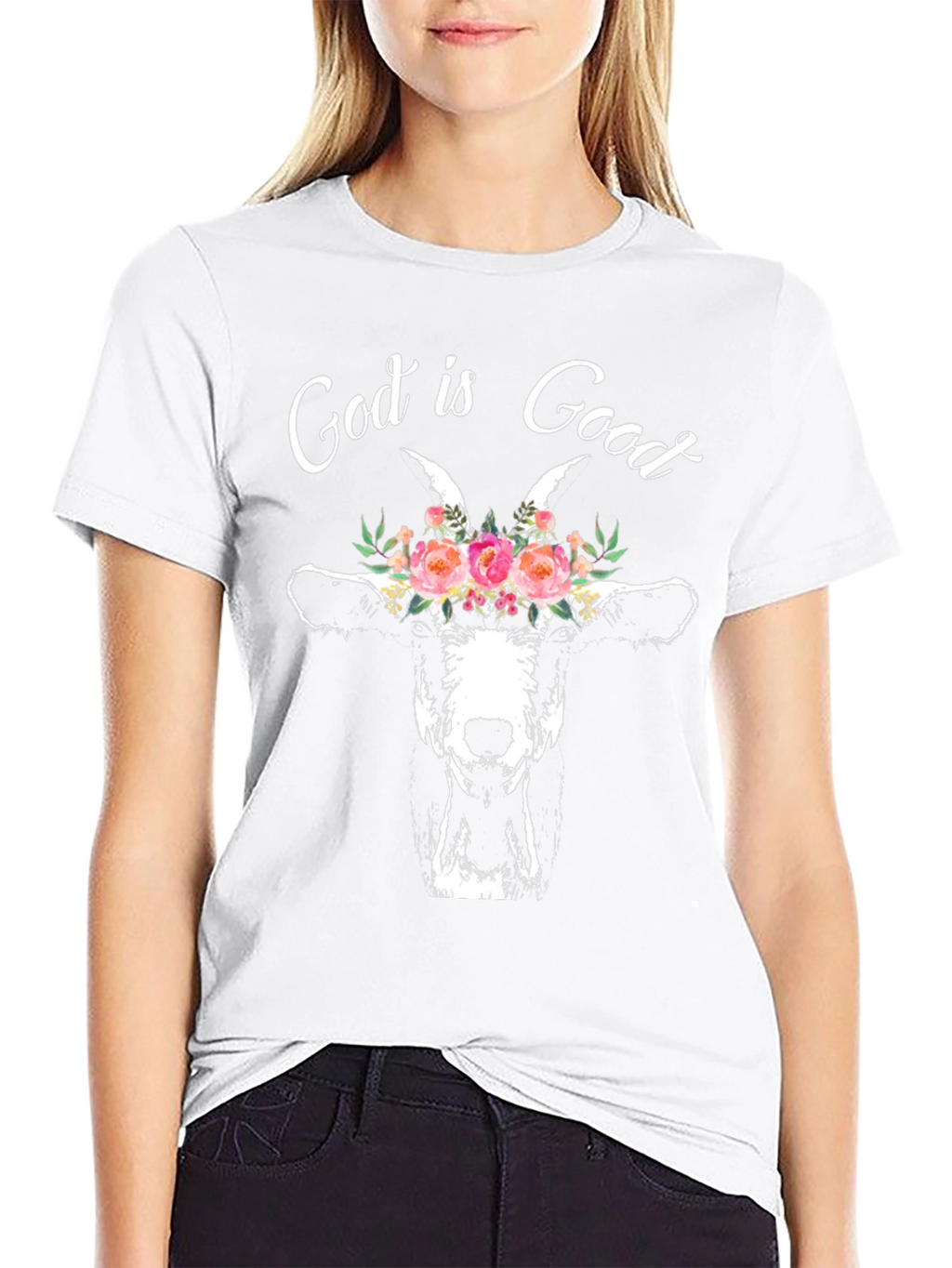 God is Good Goat Floral T-Shirt