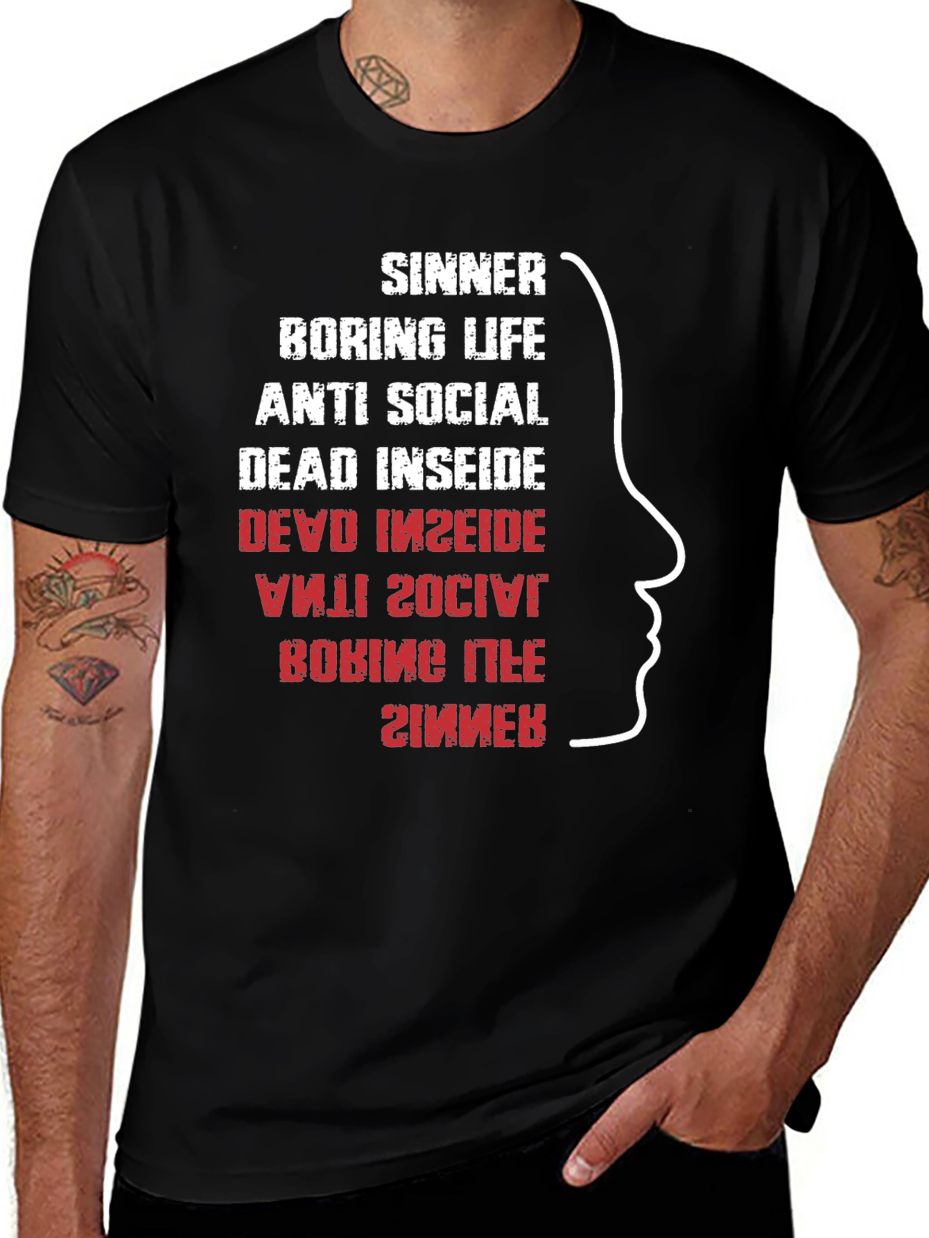 Sinner T-Shirt Funny Inverted Text Cool Graphic Tee