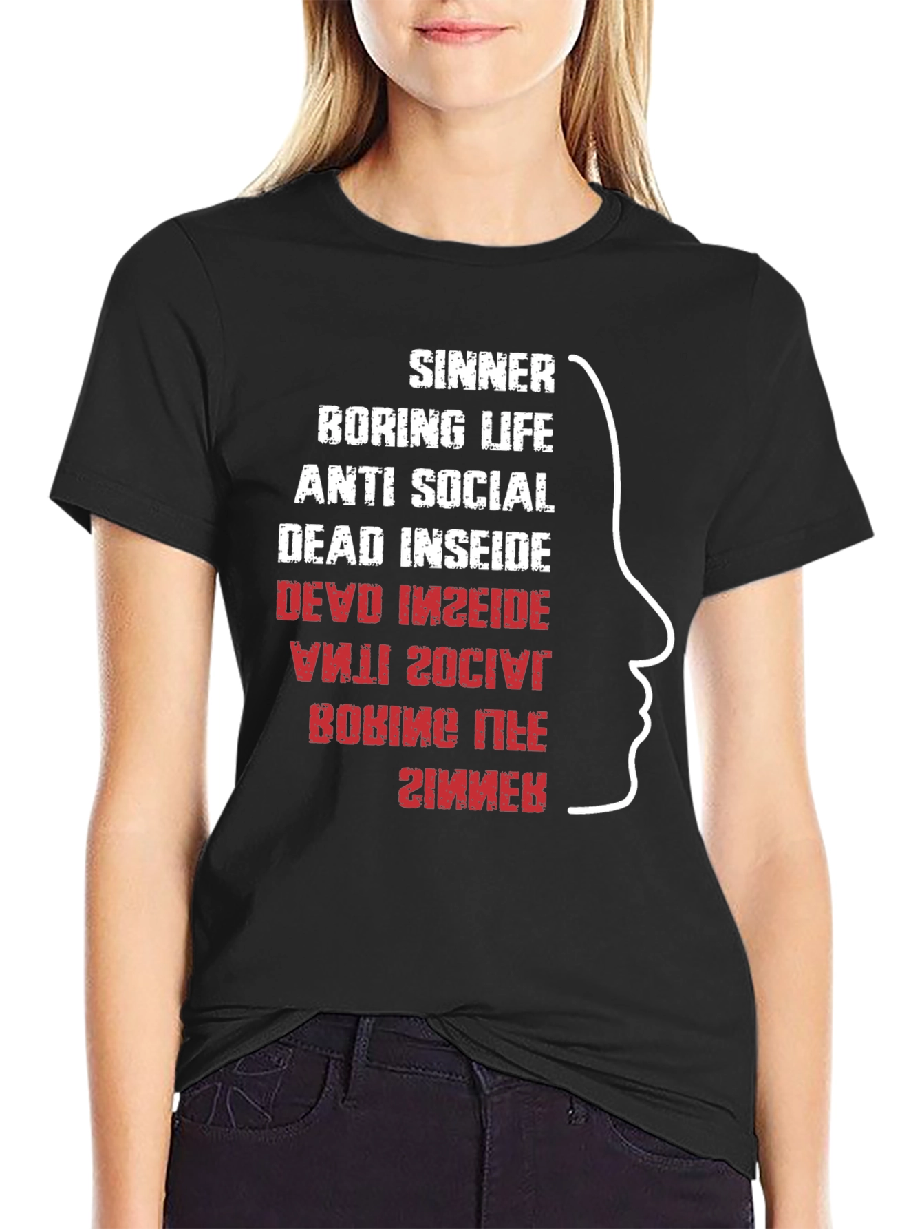 Sinner T-Shirt Funny Inverted Text Cool Graphic Tee