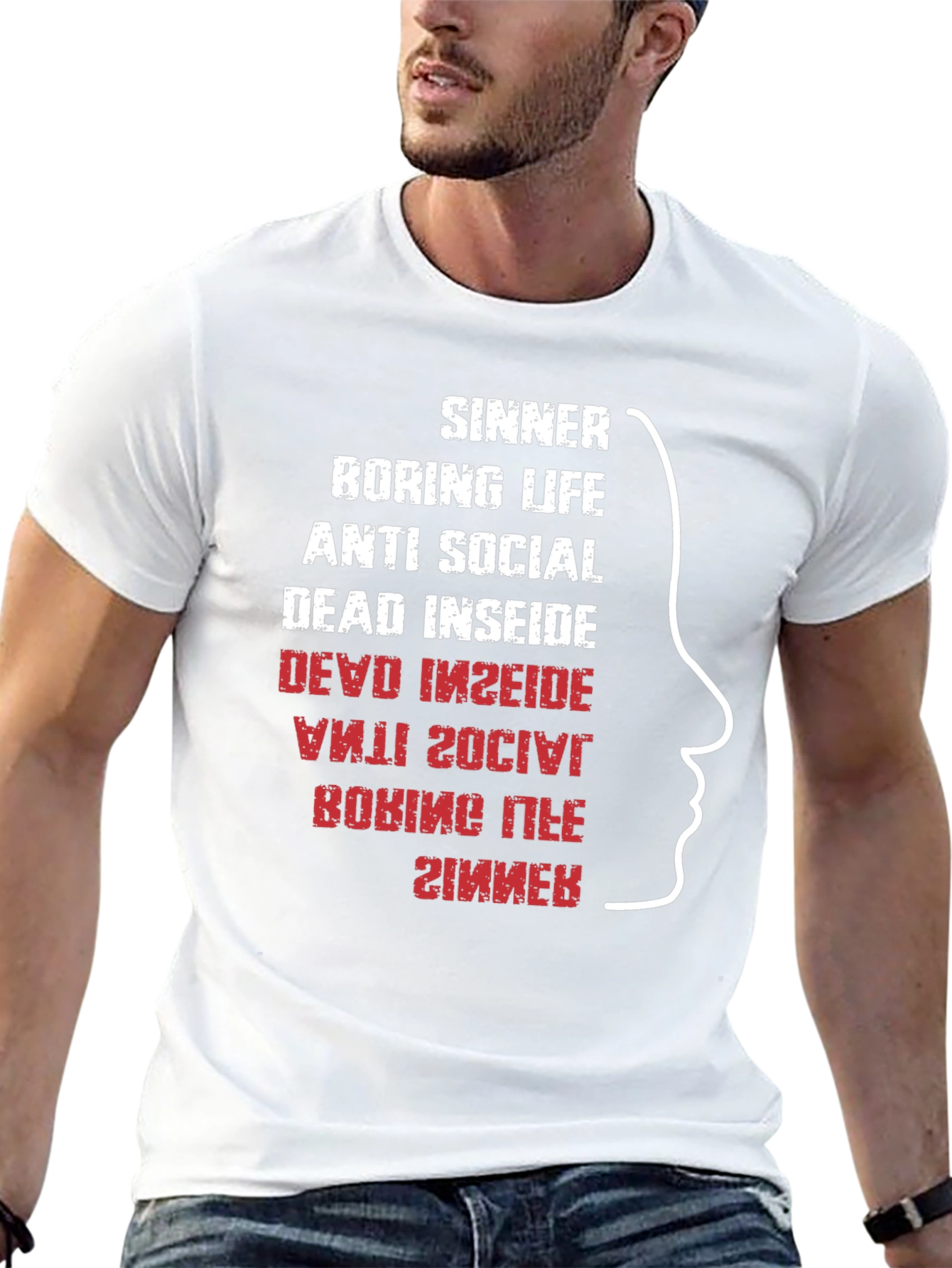Sinner T-Shirt Funny Inverted Text Cool Graphic Tee
