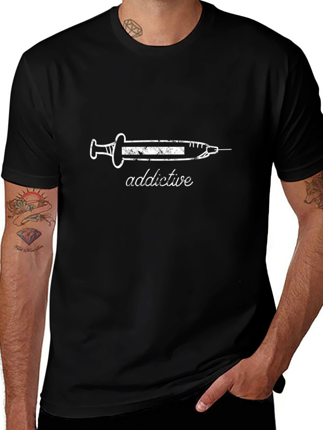 Addictive Syringe Graphic Black T-Shirt